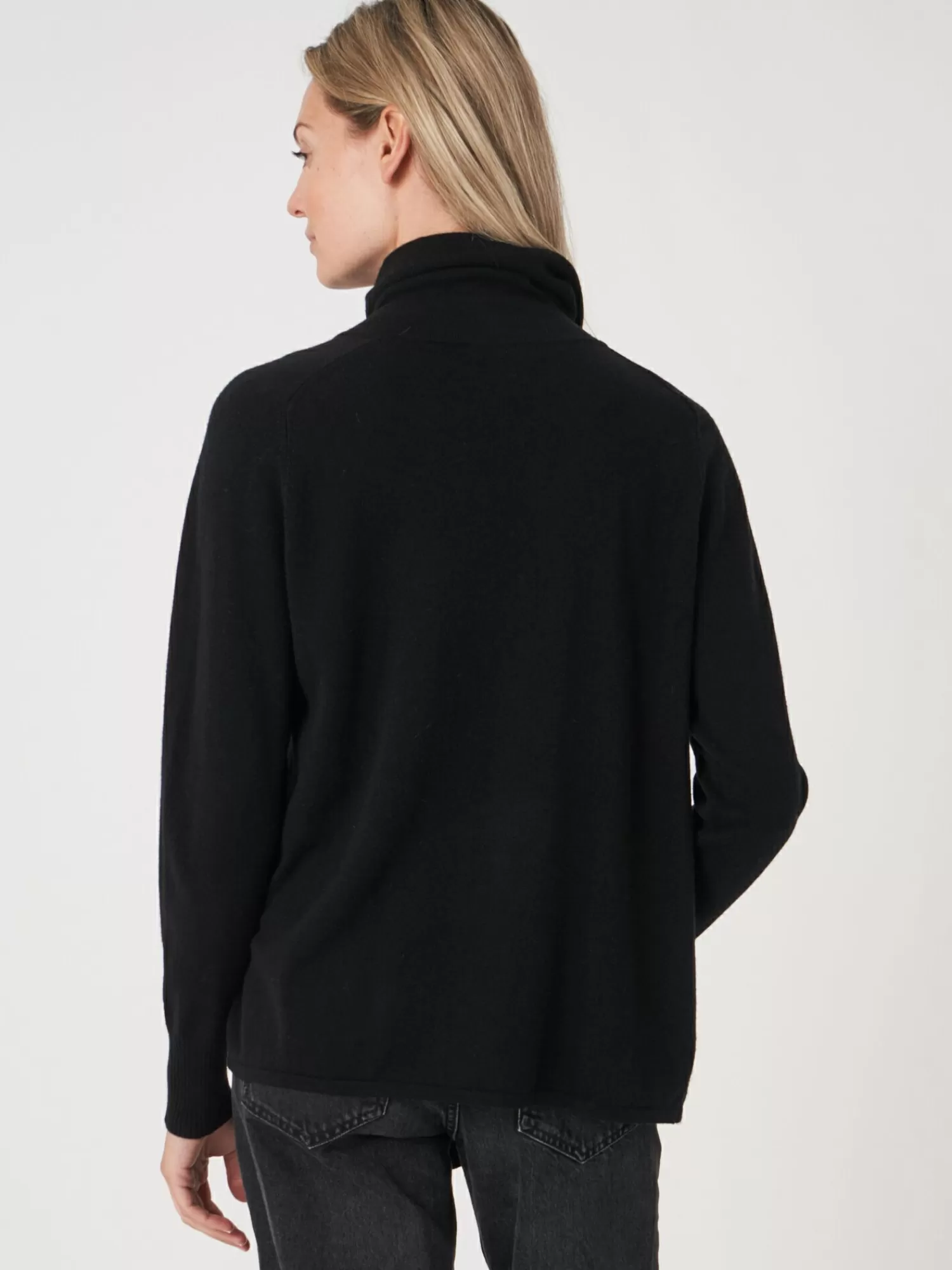 REPEAT cashmere Vesten*Asymmetrisch vest met franje van cashmere-mix Black