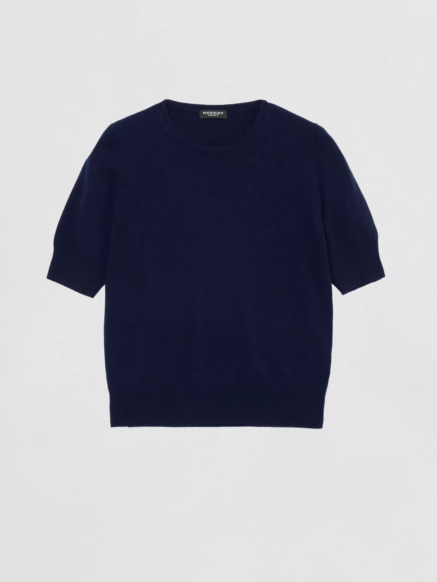 REPEAT cashmere Truien | Truien*Basic biologisch cashmere trui korte mouw Navy