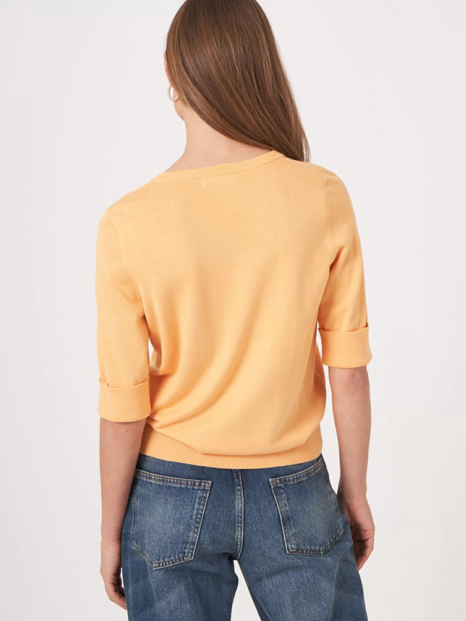 REPEAT cashmere Truien*Basic fijngebreide trui met korte mouwen Mango