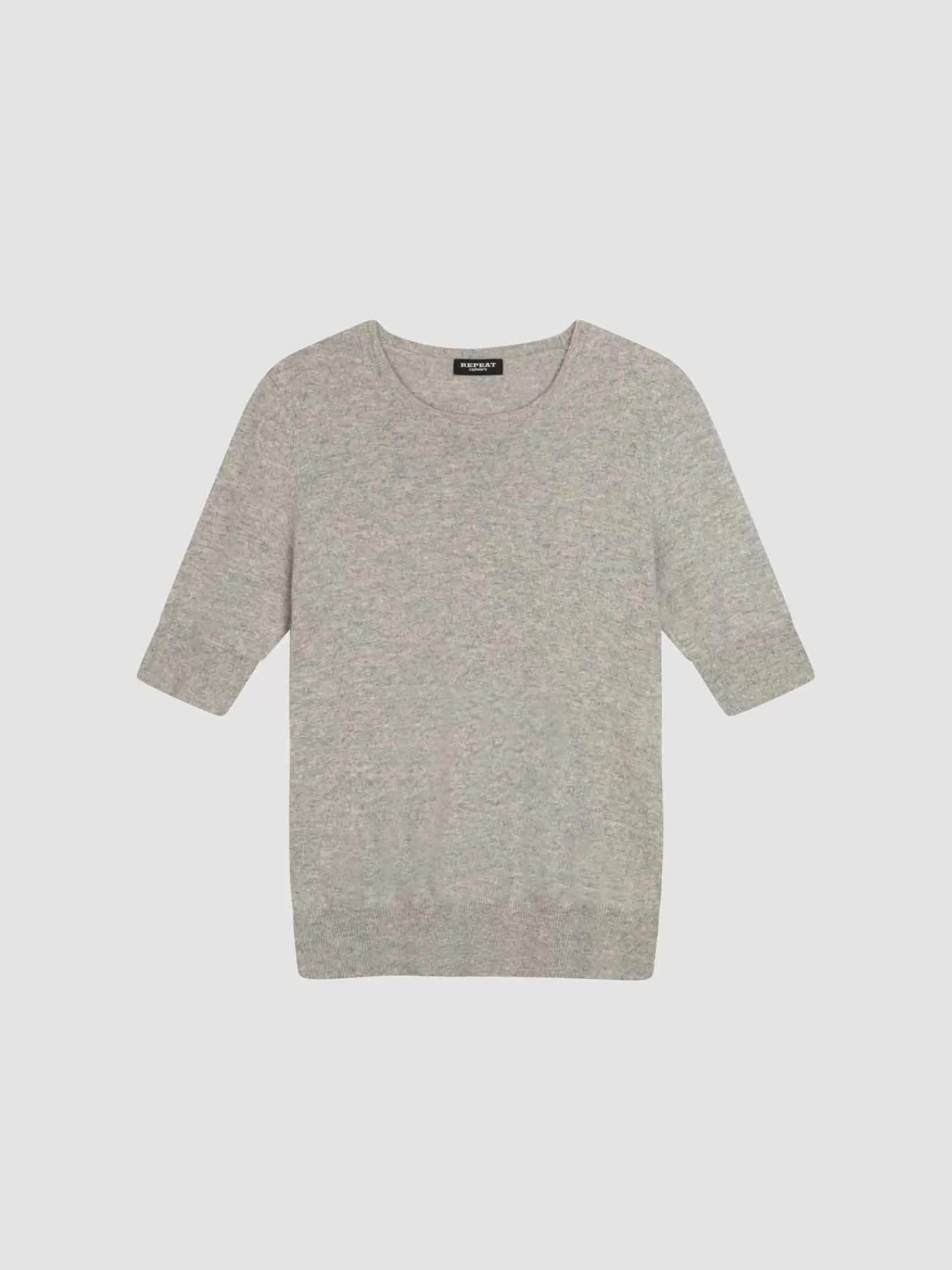 REPEAT cashmere Truien | Organic Cashmere*Basic korte mouw organisch cashmere trui LightGrey