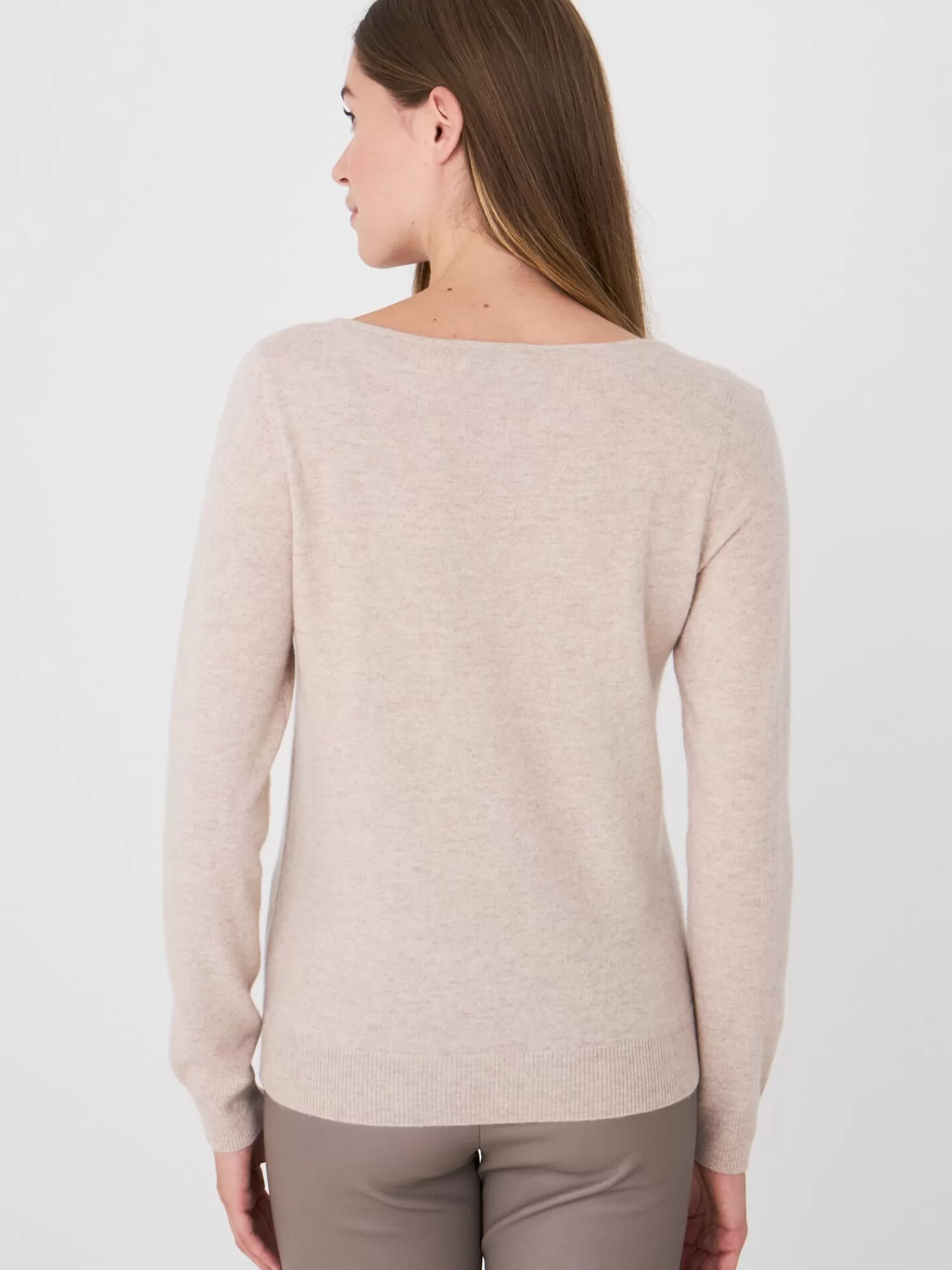 REPEAT cashmere Truien | Organic Cashmere*Basic organisch cashmere boothals trui Beige