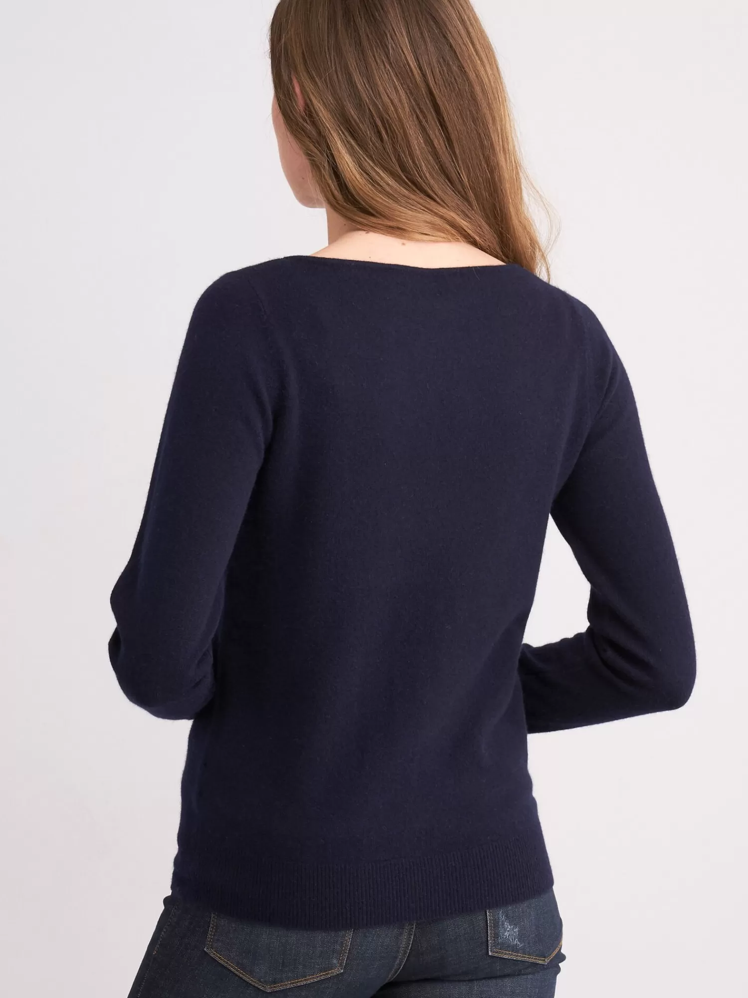 REPEAT cashmere Truien | Organic Cashmere*Basic organisch cashmere boothals trui Navy