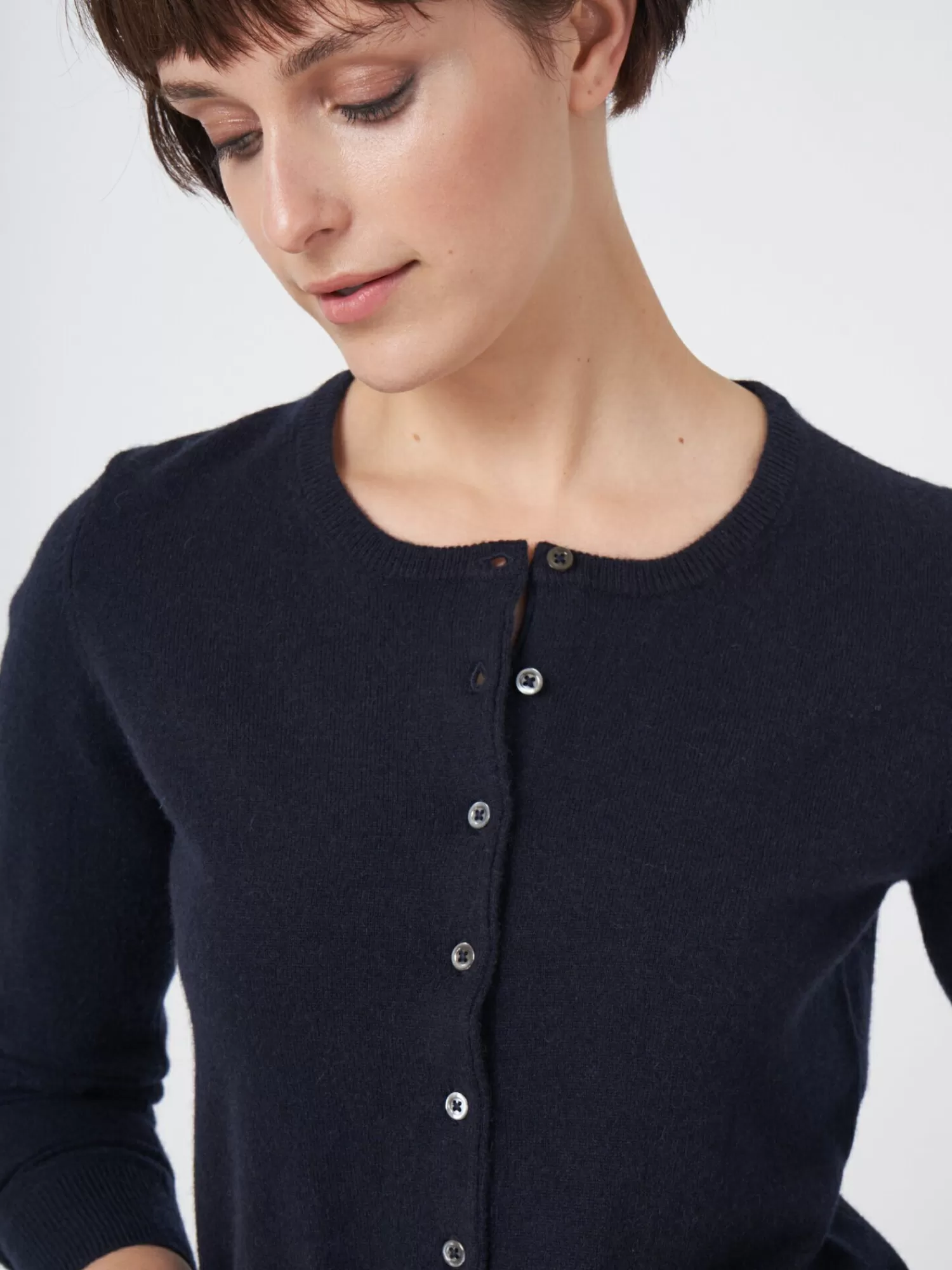 REPEAT cashmere Vesten | Organic Cashmere*Basic organisch cashmere vest met ronde hals Navy