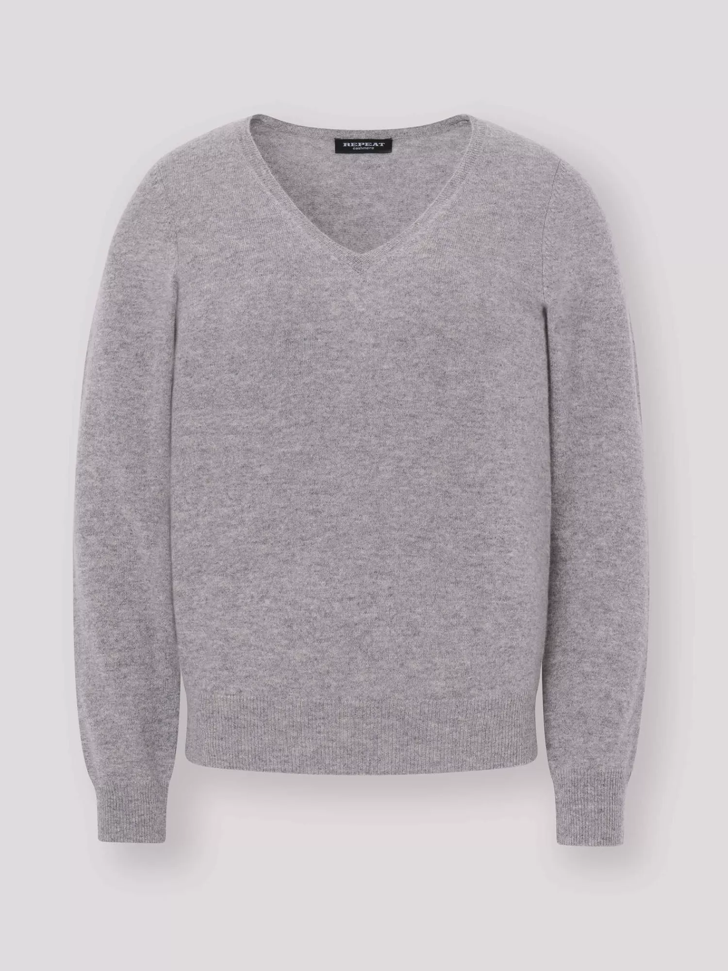 REPEAT cashmere Truien | Truien*Basic organisch cashmere V-hals trui LightGrey