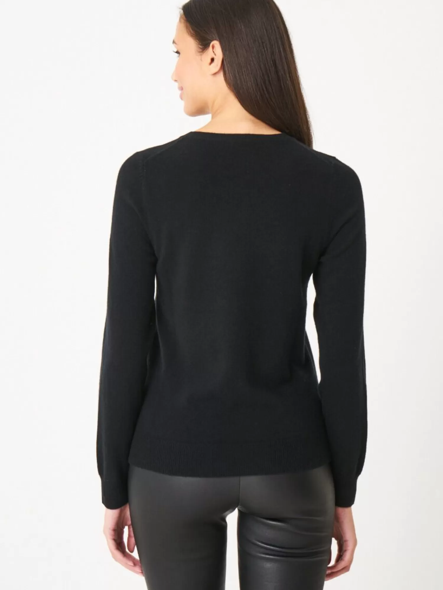 REPEAT cashmere Truien | Organic Cashmere*Basic trui met ronde halslijn Black