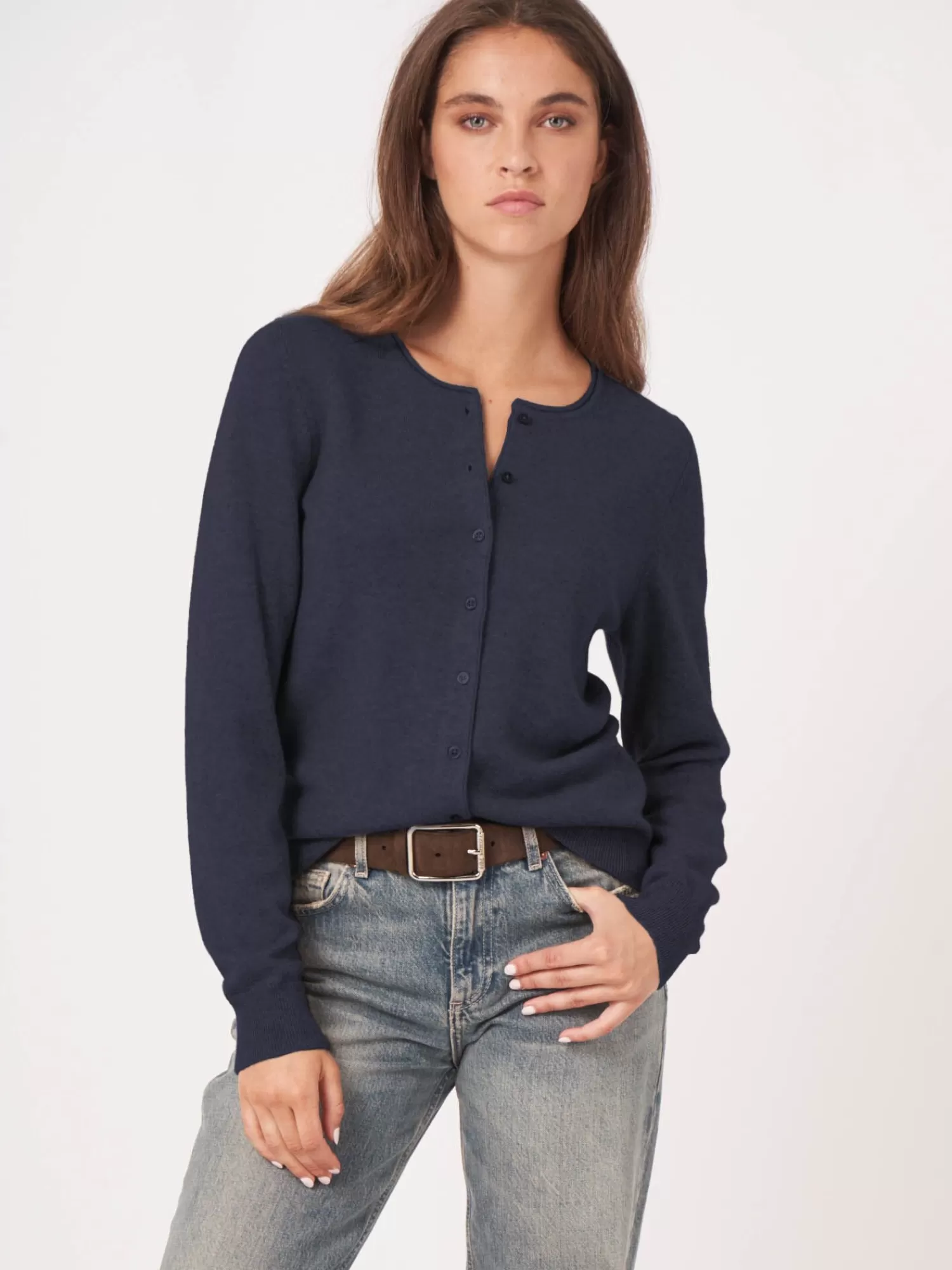 REPEAT cashmere Vesten | Organic Cashmere*Basic vest met ronde hals van cashmere wolmix Midnight