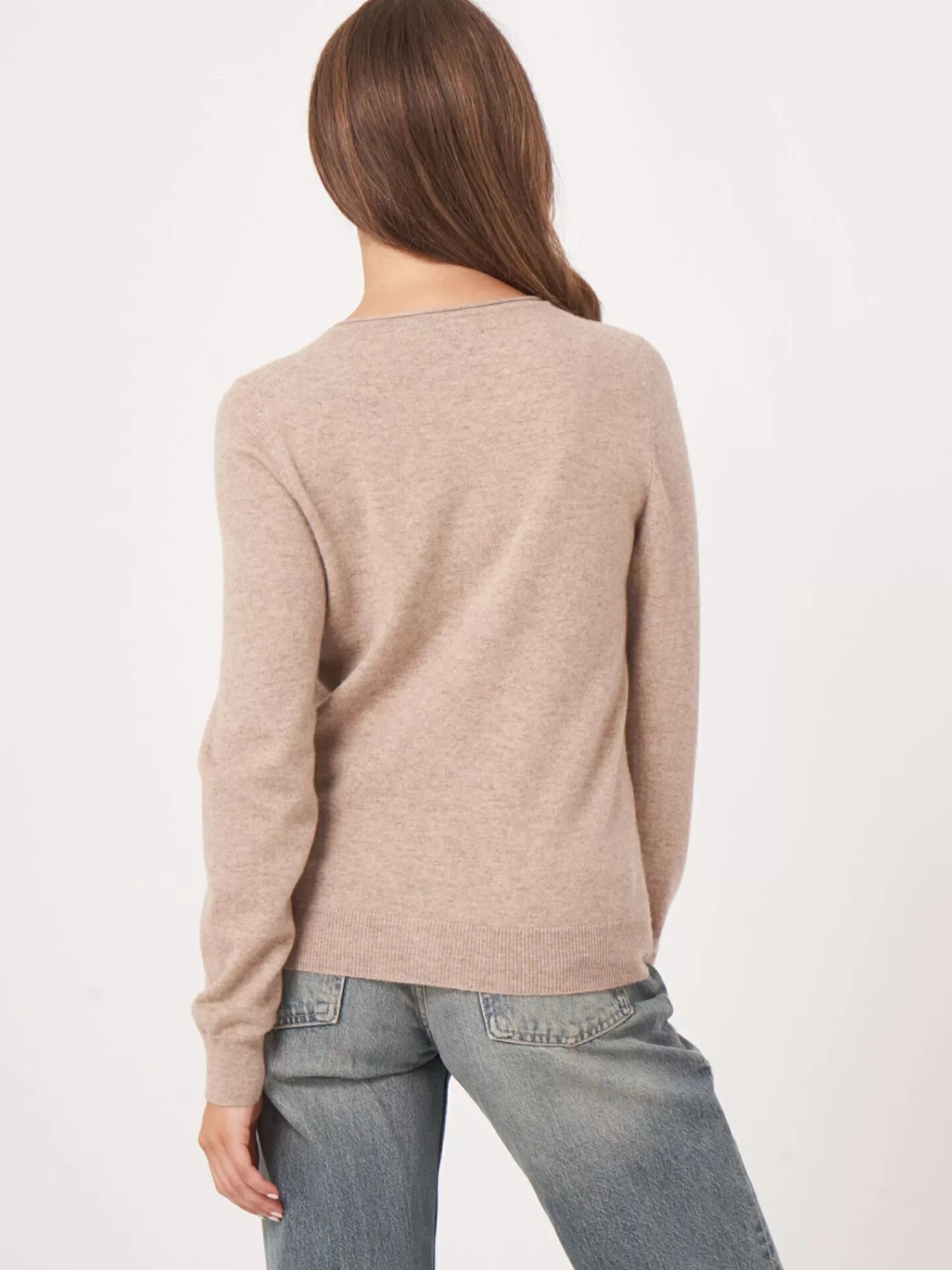 REPEAT cashmere Vesten | Organic Cashmere*Basic vest met ronde hals van cashmere wolmix Sand