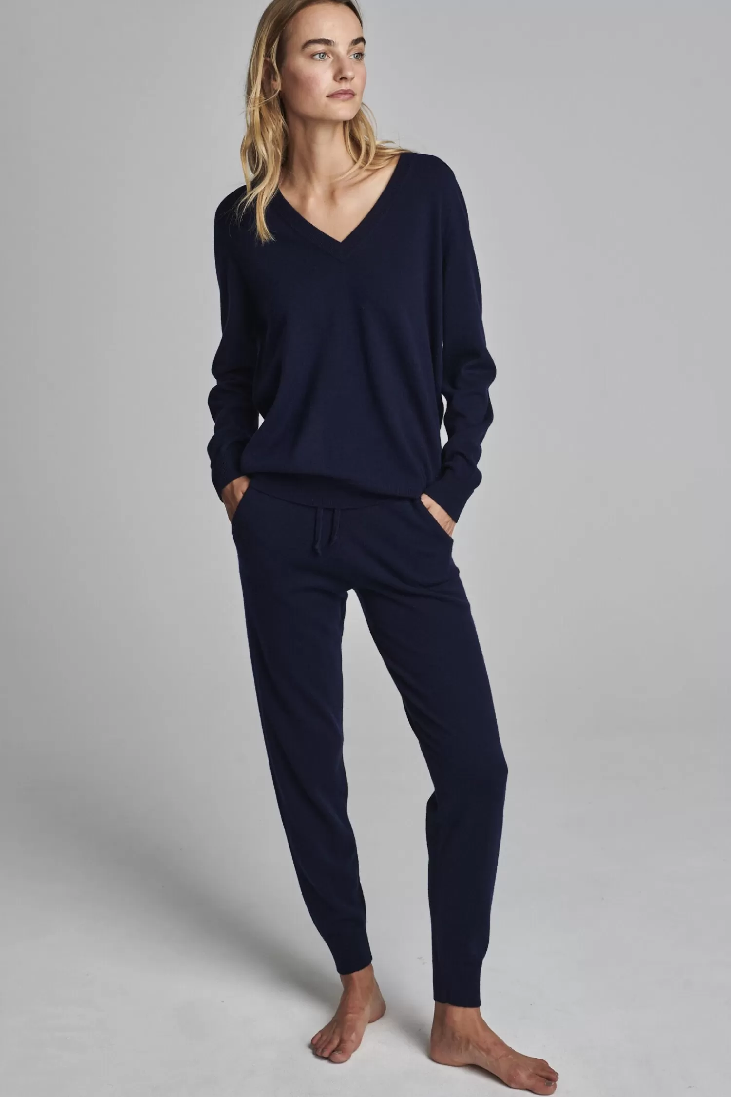 REPEAT cashmere Broeken*Cashmere joggingbroek Navy