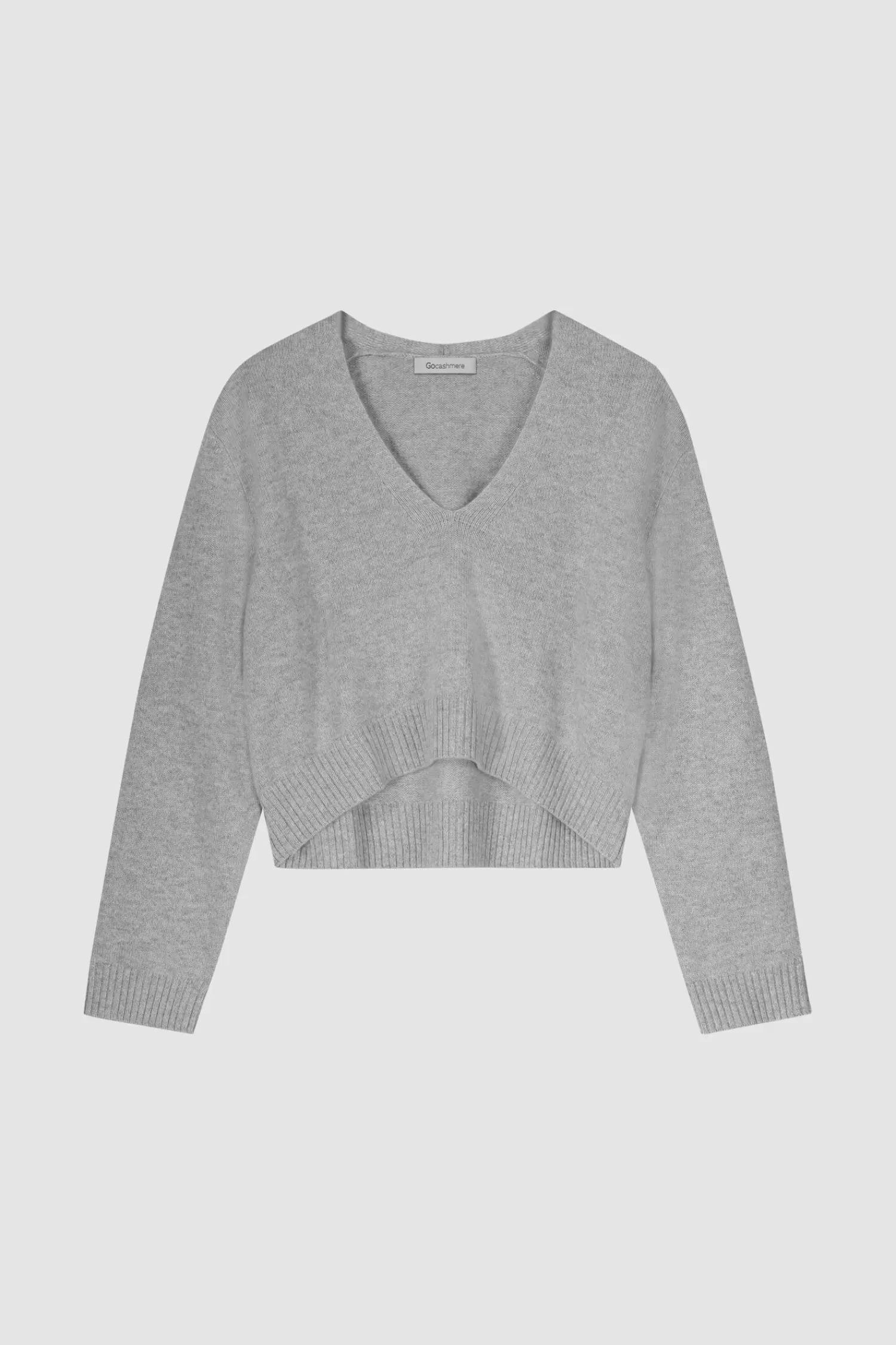 REPEAT cashmere Truien*Cashmere trui met diepe V-hals Grey