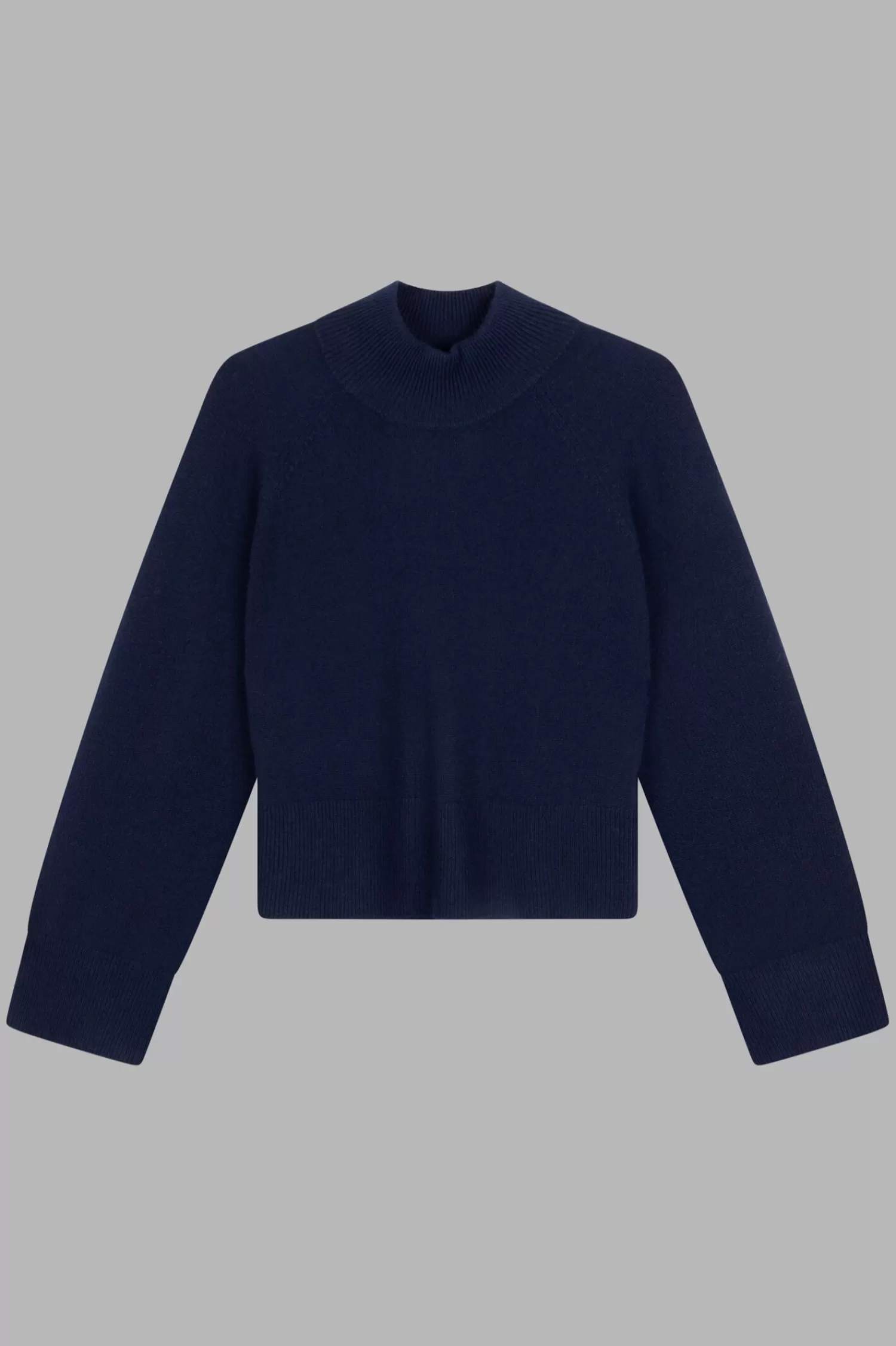 REPEAT cashmere Truien*Cashmere trui met hoge kraag en wijde mouwen Navy