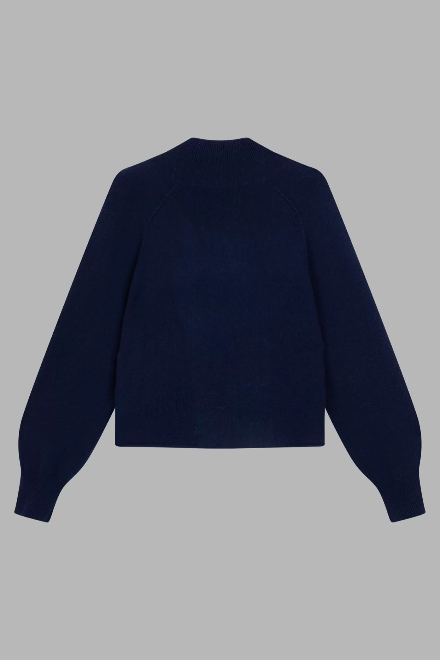 REPEAT cashmere Truien*Cashmere trui met opstaande kraag en pofmouwen Navy