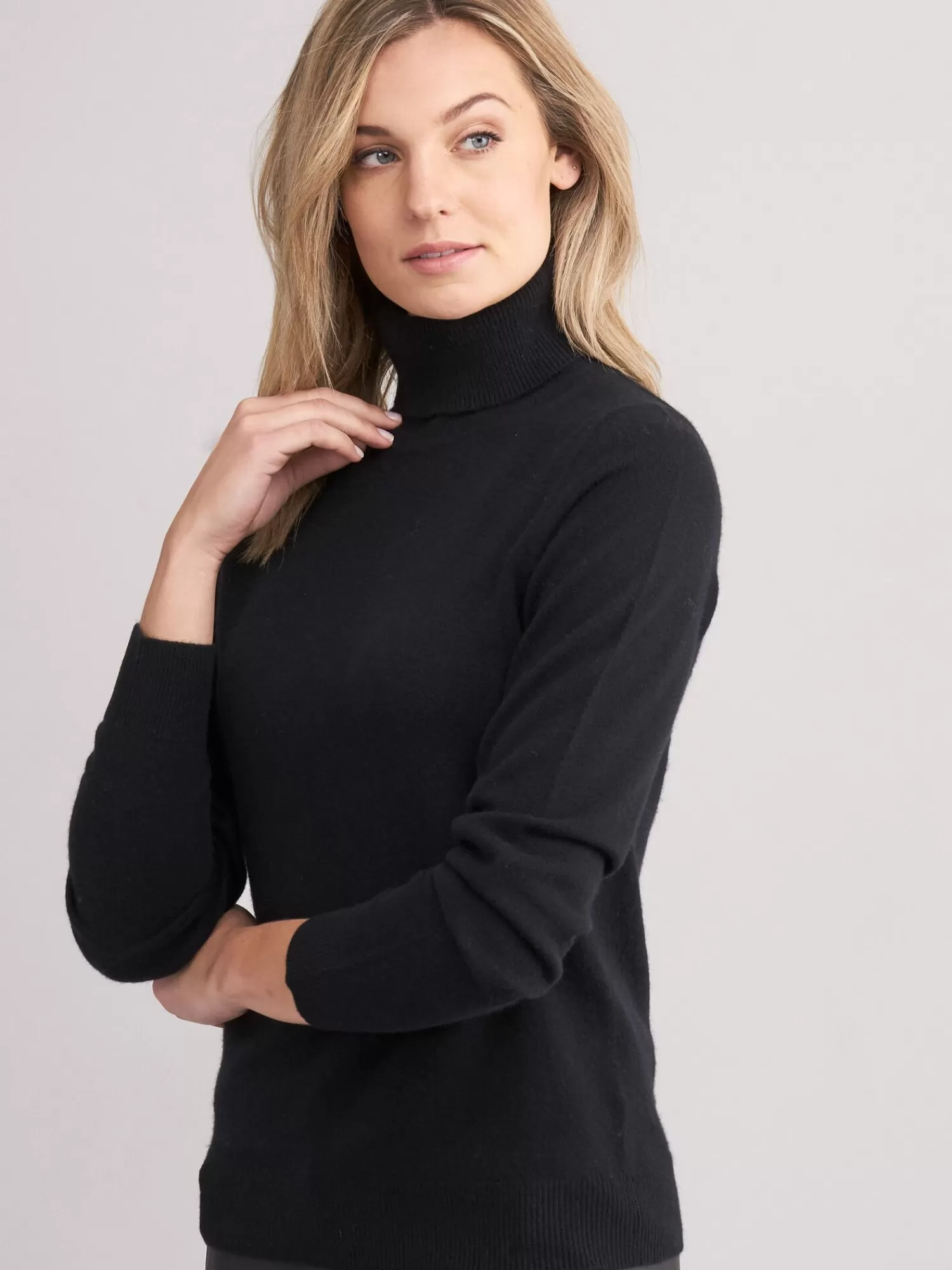 REPEAT cashmere Truien*Cashmere trui met rolkraag Black