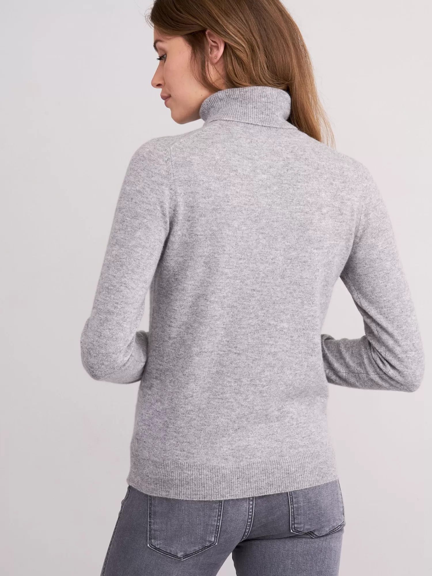 REPEAT cashmere Truien*Cashmere trui met rolkraag LightGrey