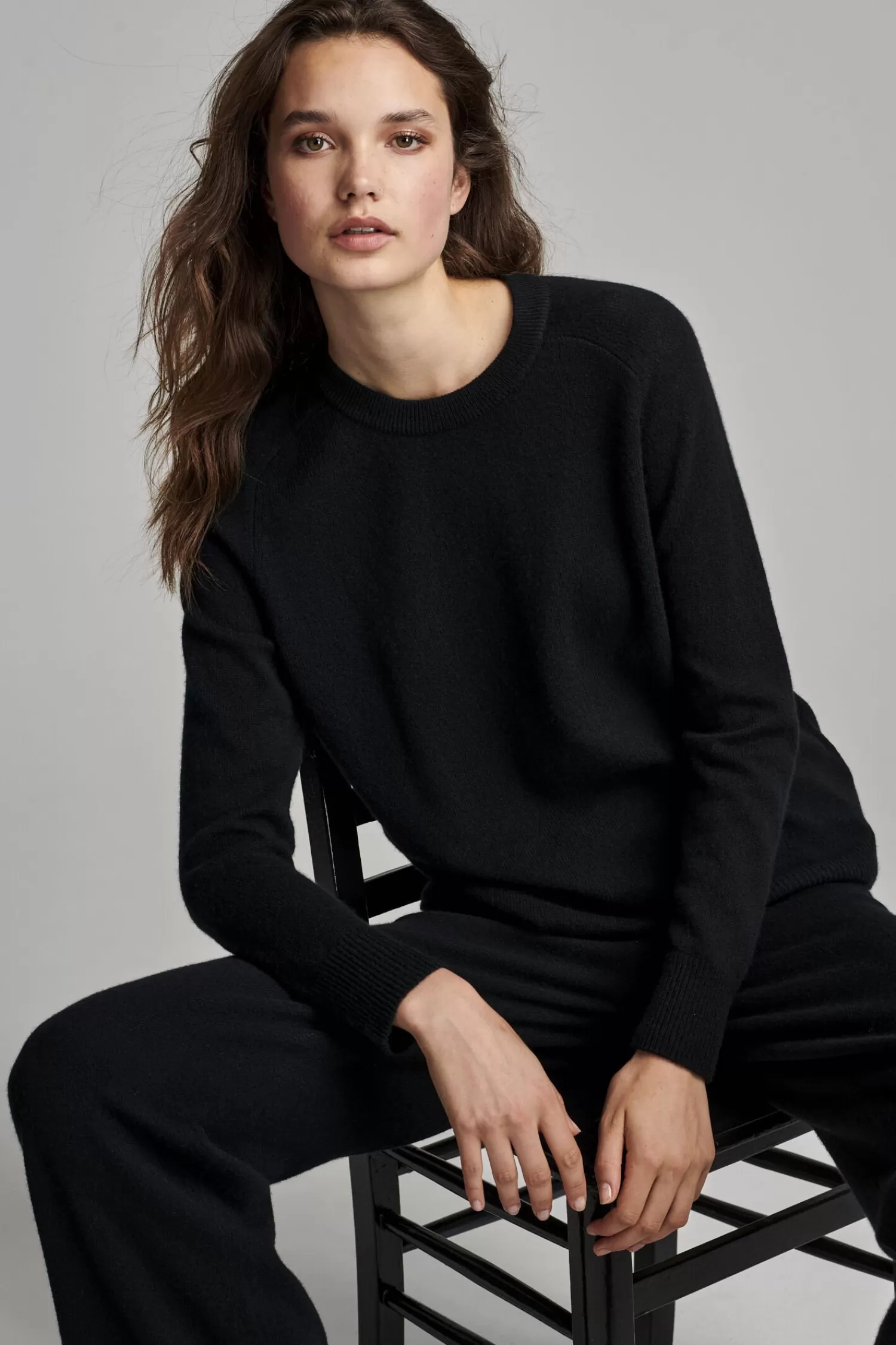 REPEAT cashmere Truien*Cashmere trui met ronde hals Black