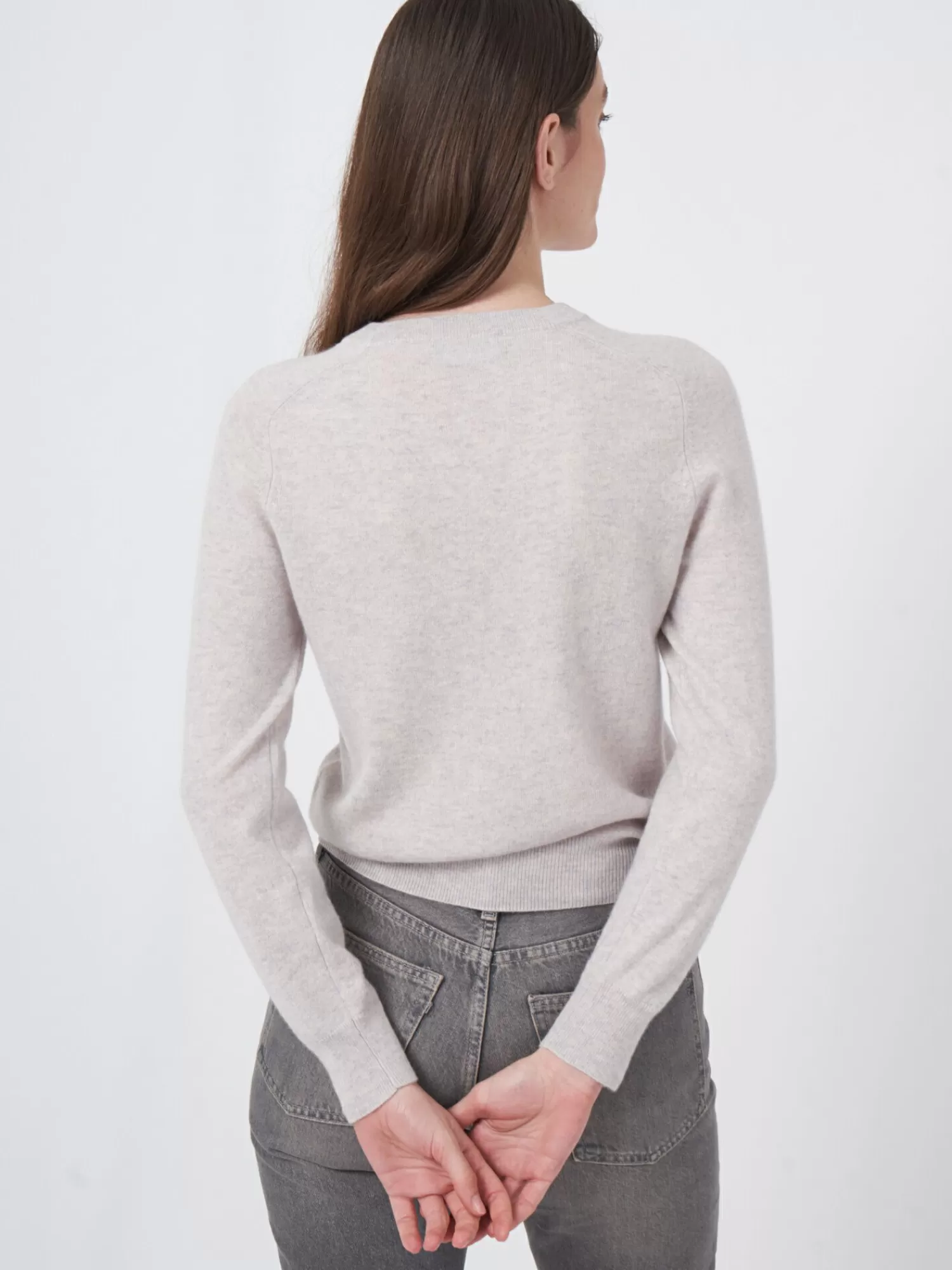 REPEAT cashmere Truien*Cashmere trui met ronde hals en raglanmouwen Snow