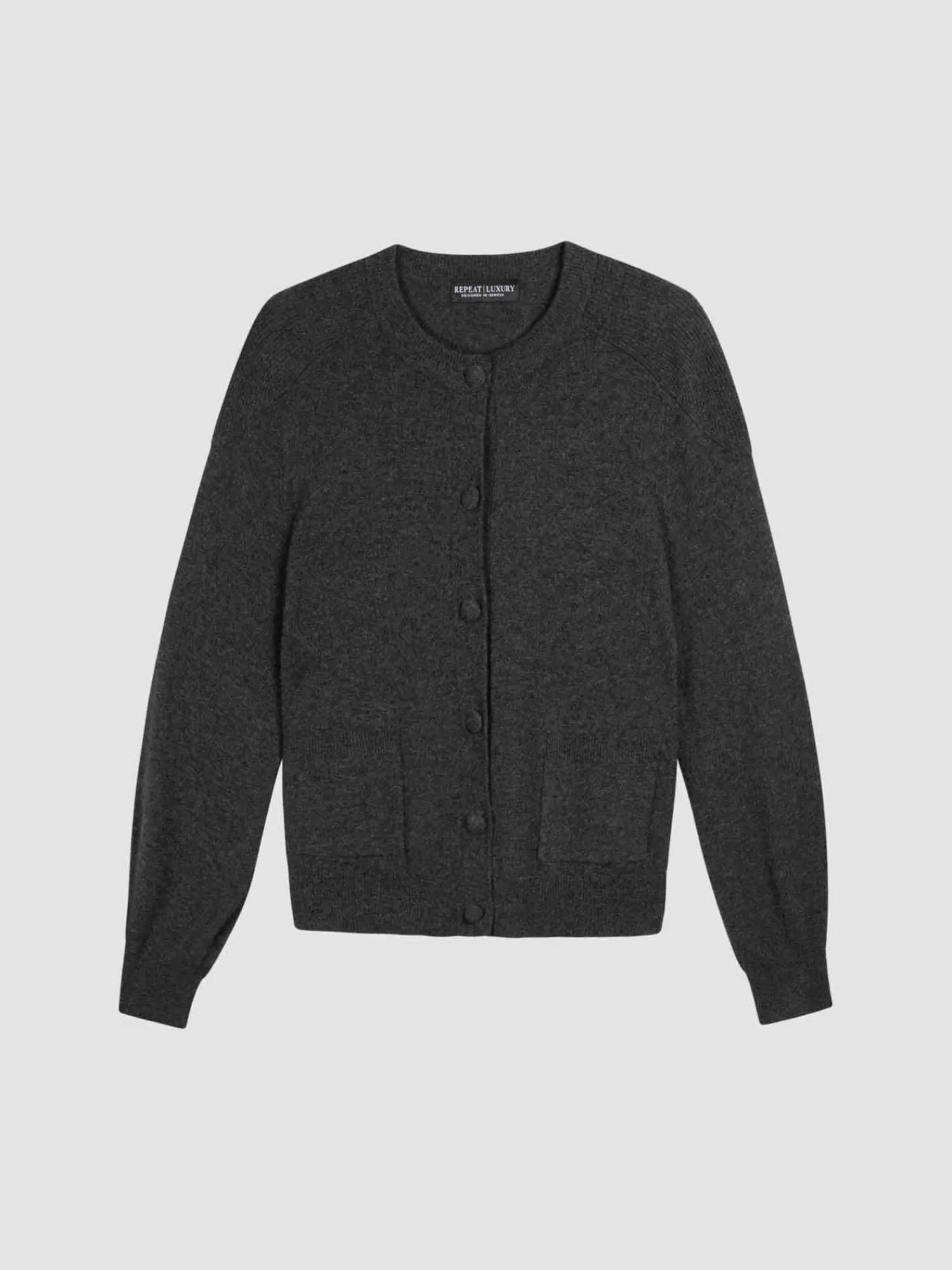 REPEAT cashmere Vesten*Cashmere vest met knopen en schouderdetail Charcoal