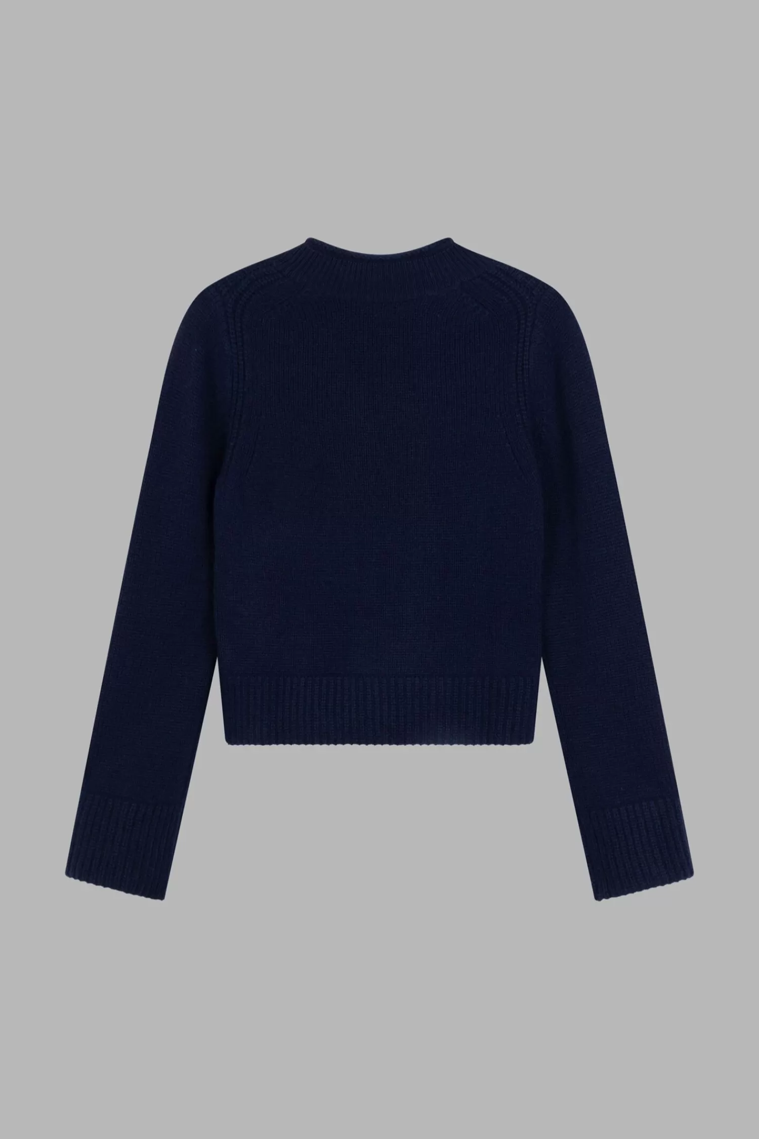 REPEAT cashmere Truien*Chunky knit cashmere trui met hoge kraag Navy