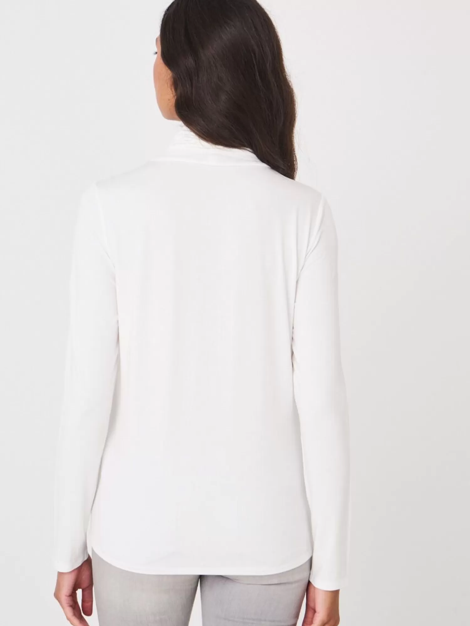 REPEAT cashmere Tops*Coltrui van elastische jersey Cream