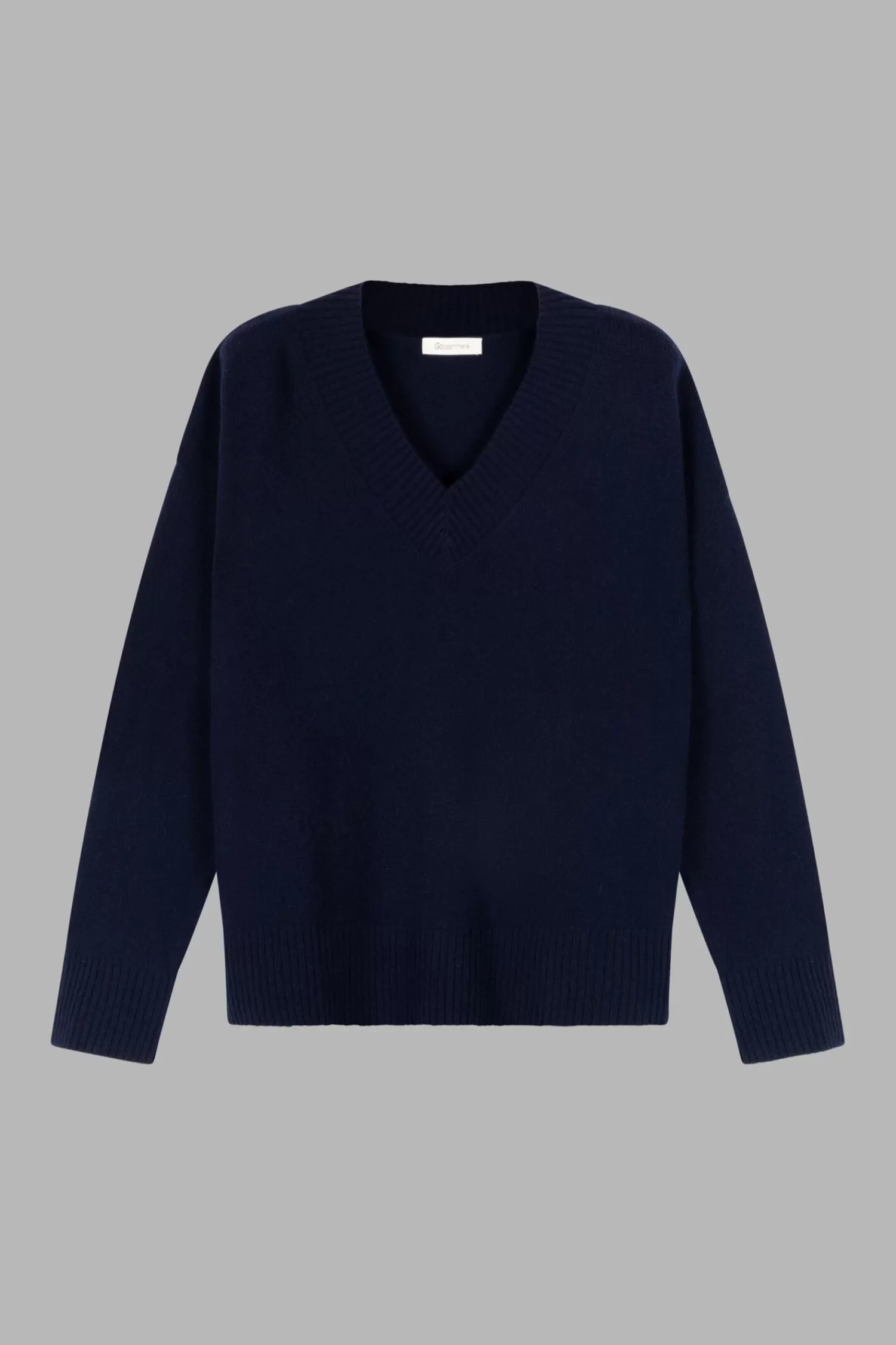 REPEAT cashmere Truien*Diepe V-hals trui van biologisch cashmere Navy