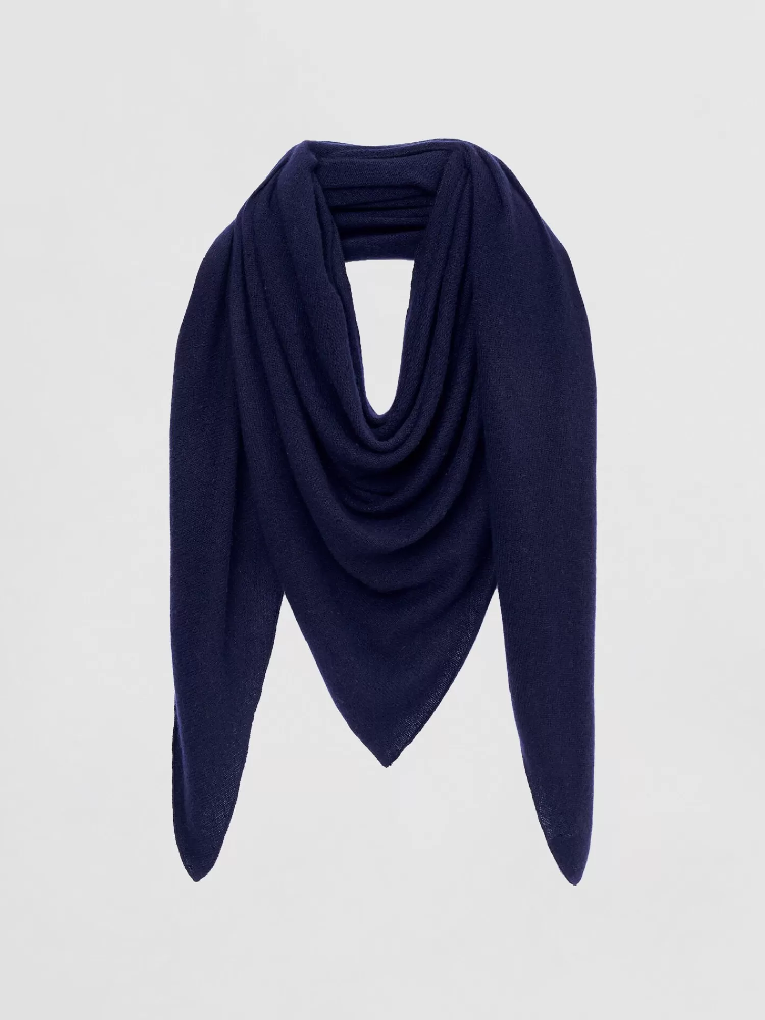 REPEAT cashmere Sjaals | Organic Cashmere*Fijngebreide organisch cashmere driehoekige sjaal Navy