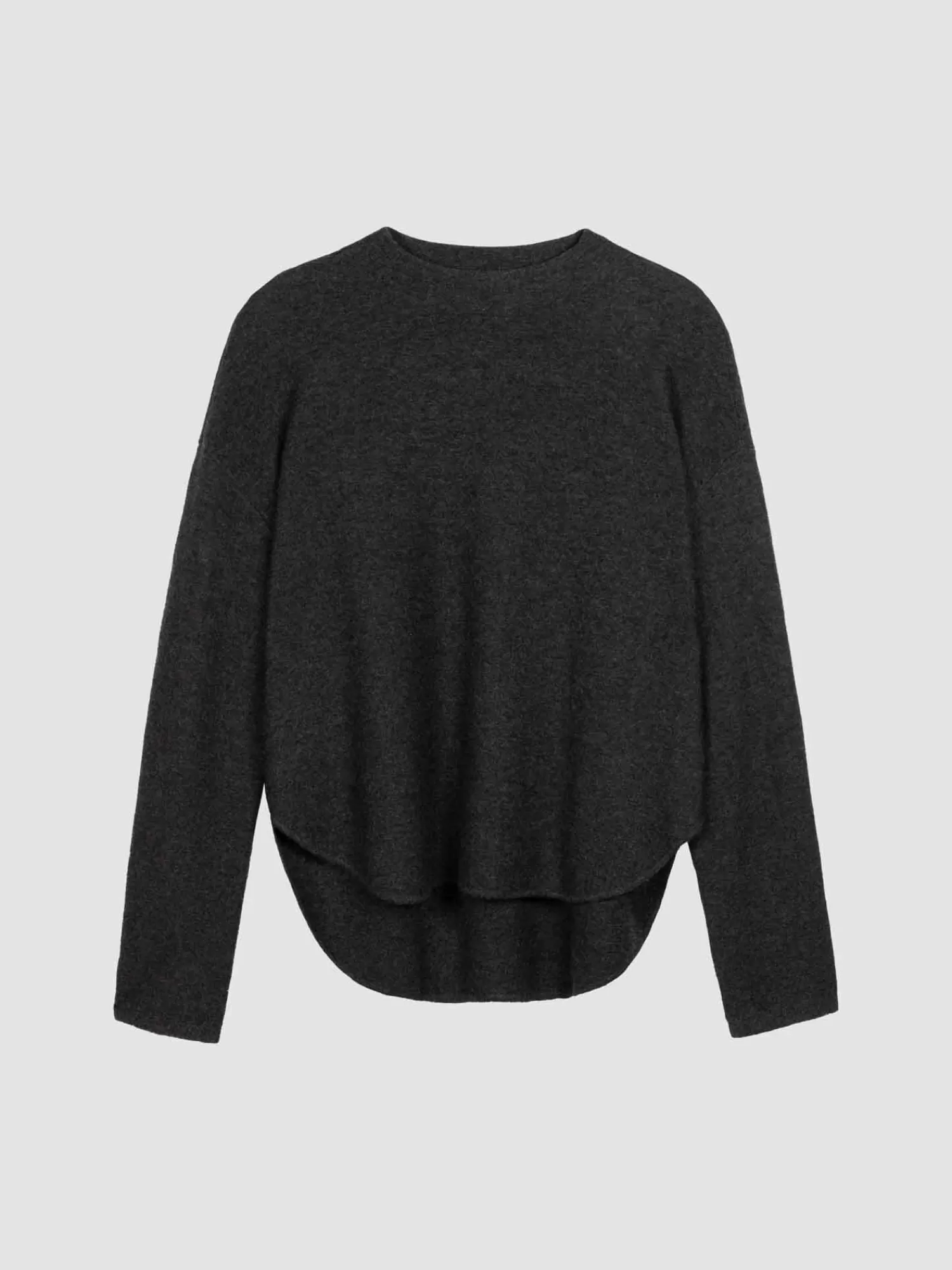 REPEAT cashmere Truien*Fijngebreide trui met ronde zoom Charcoal