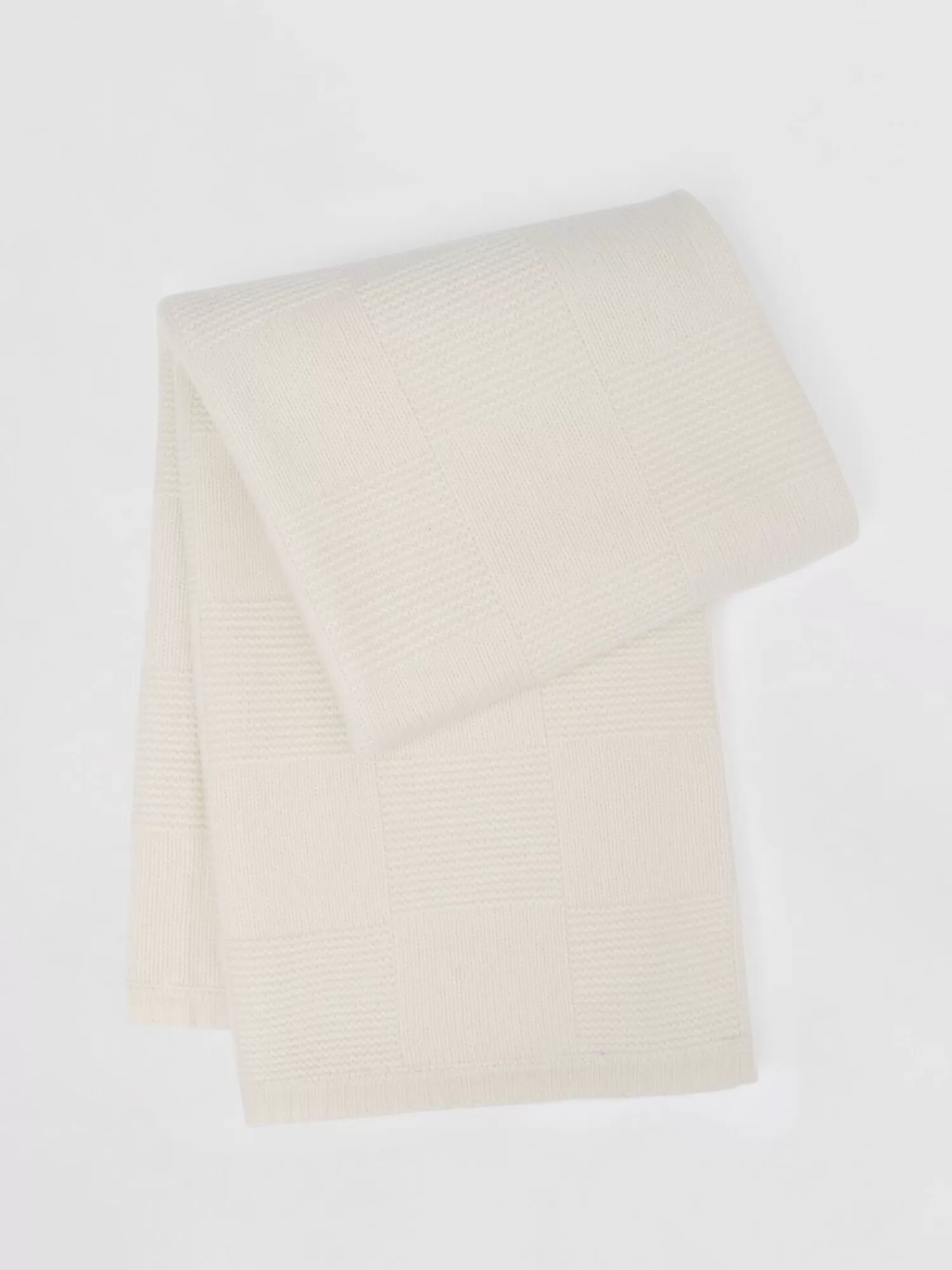 REPEAT cashmere Organic Cashmere | Accessoires*Gebreide cashmere plaid met ruitpatroon Cream