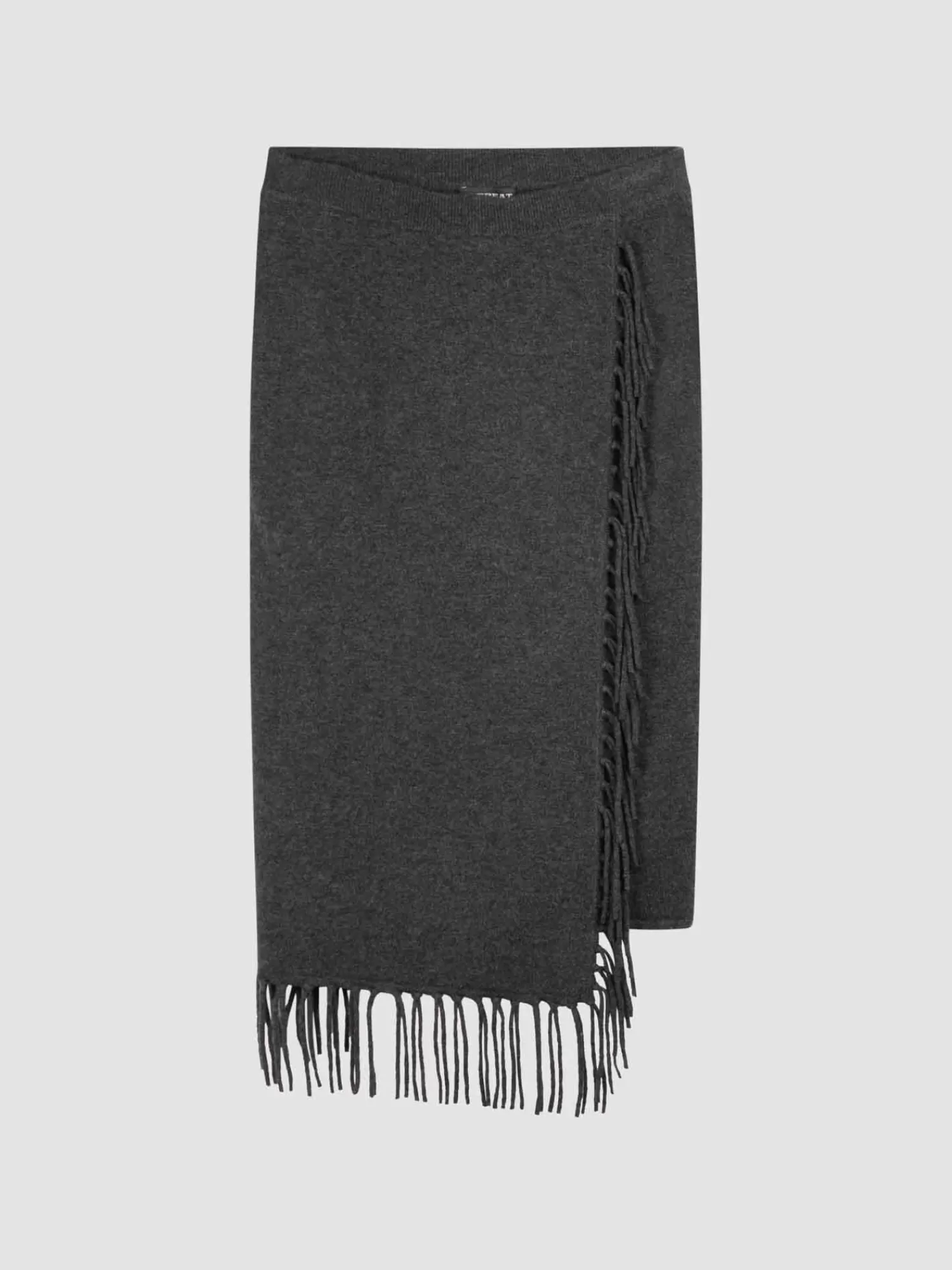 REPEAT cashmere Jurken En Rokken*Gebreide rok met franjes van cashmere mix Charcoal