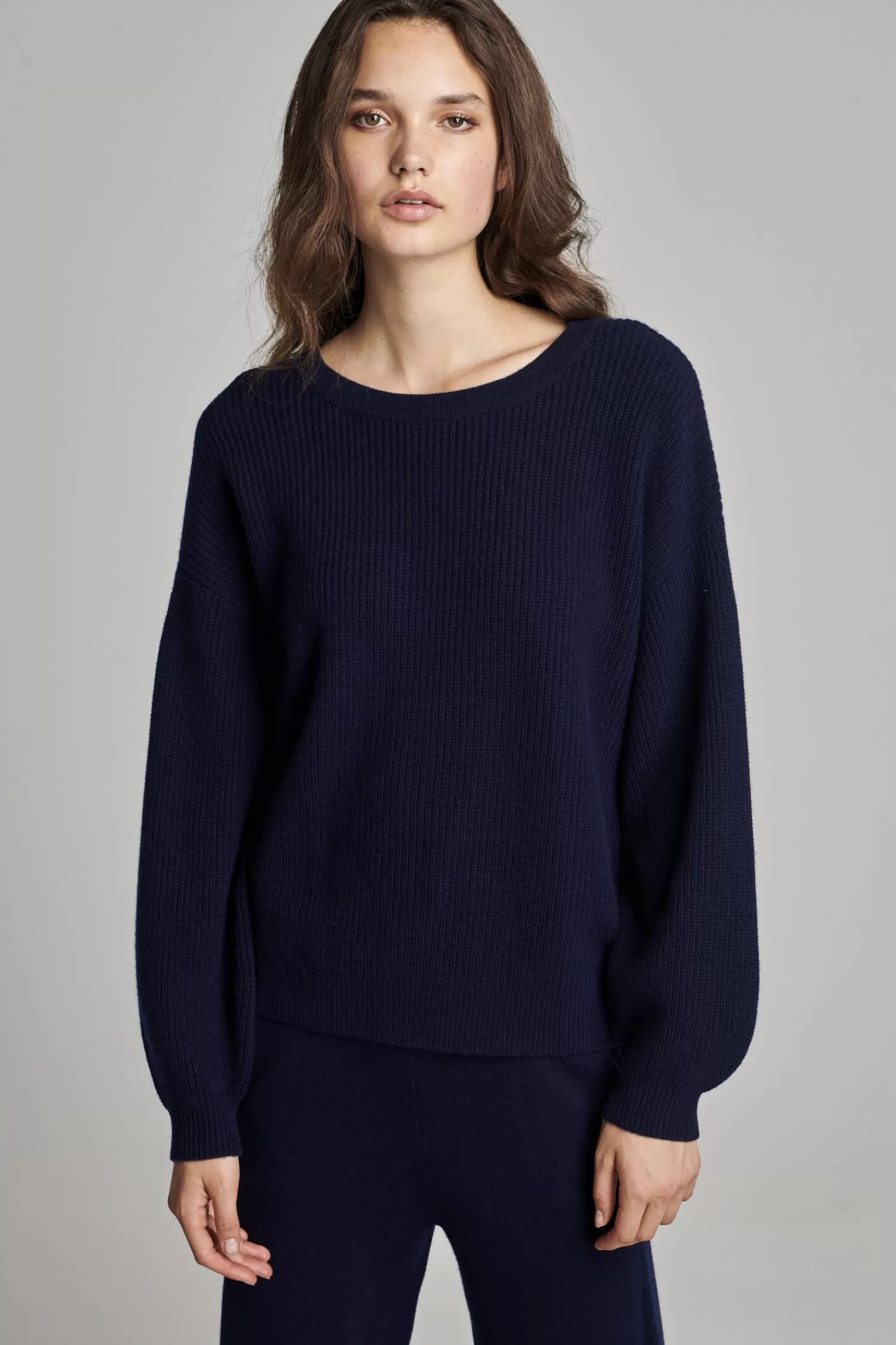 REPEAT cashmere Truien*Grof gebreide cashmere trui Navy