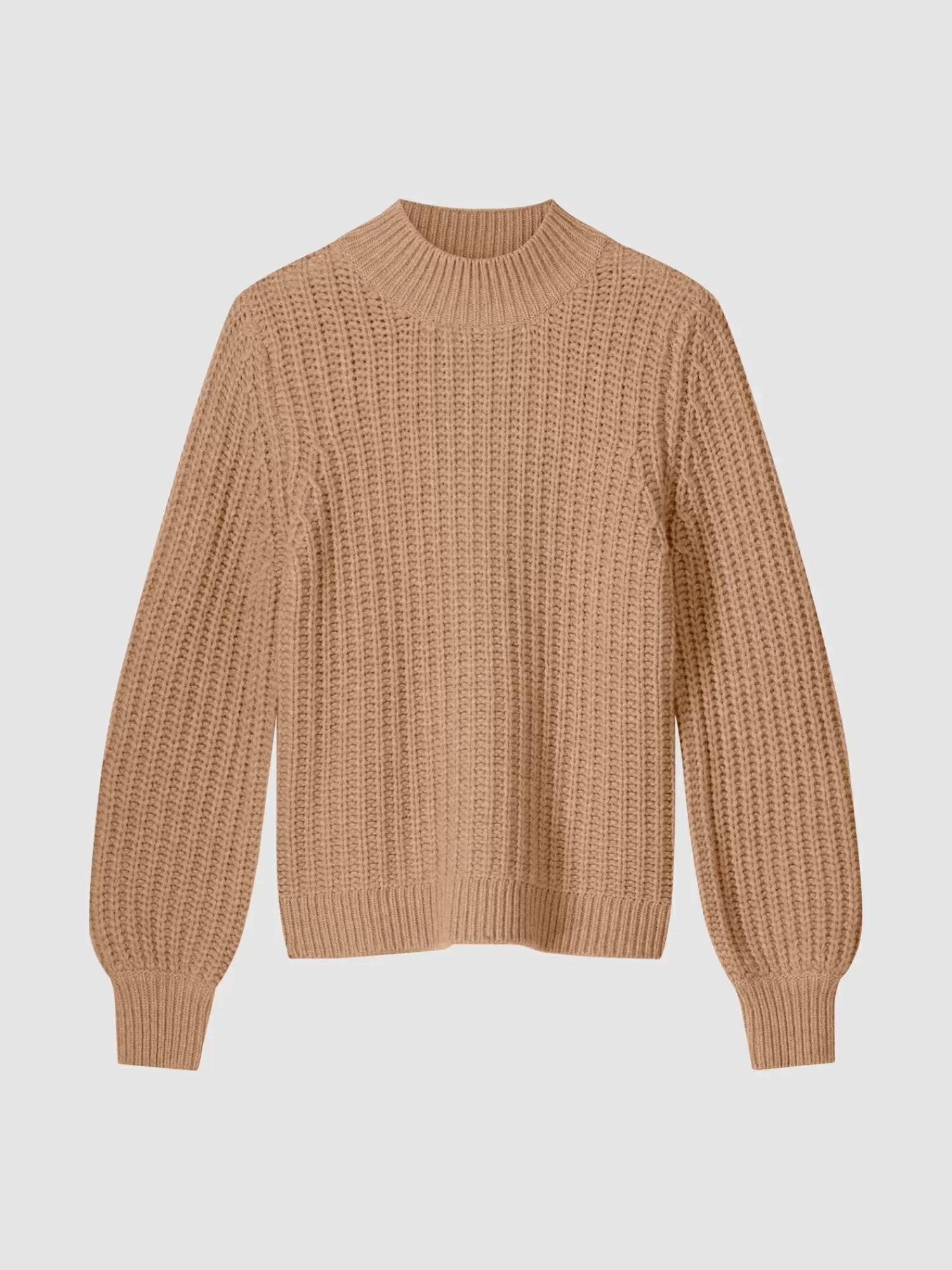 REPEAT cashmere Organic Cashmere | Truien*Grof gebreide cashmere trui met rib Camel