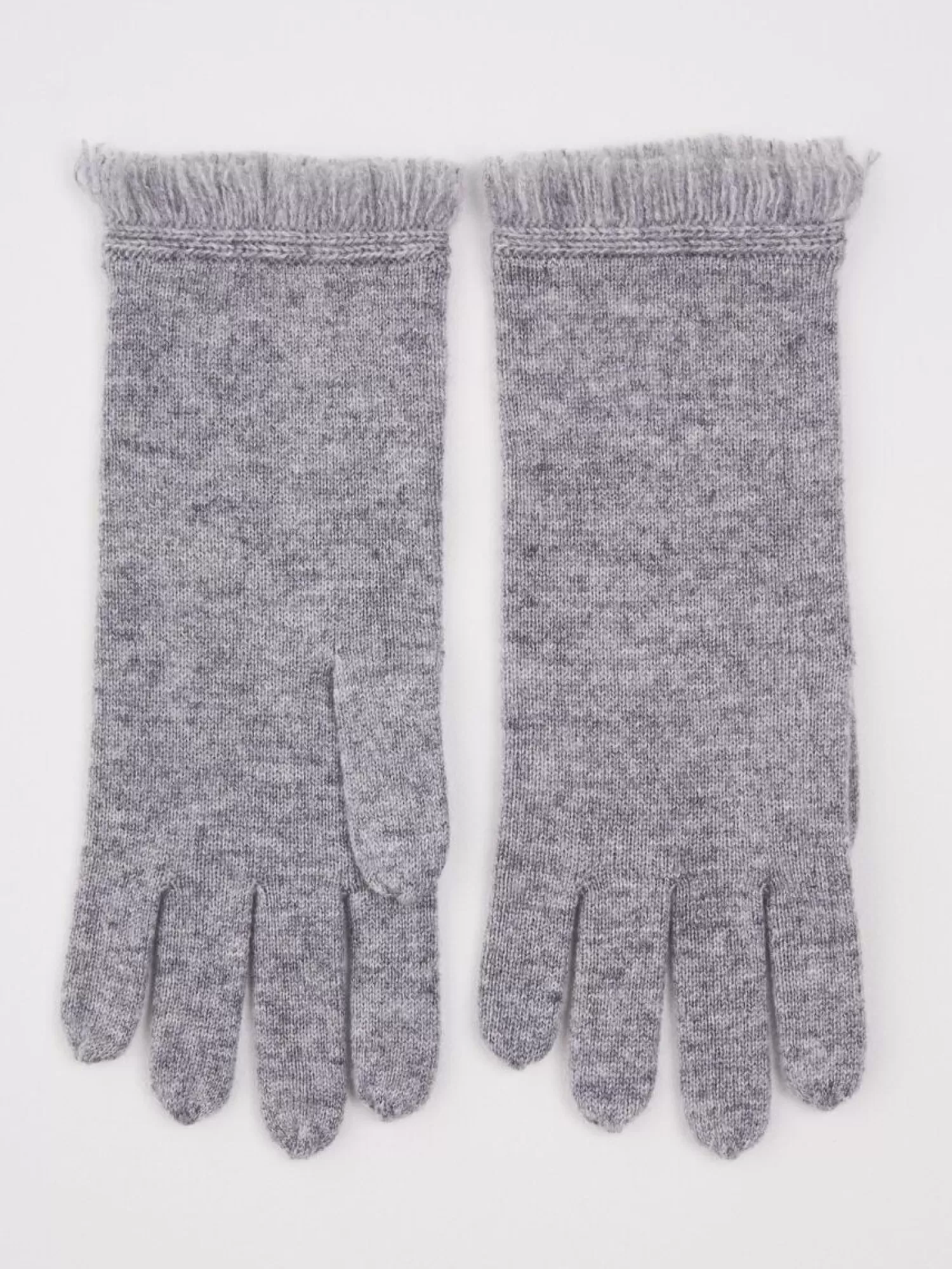 REPEAT cashmere Accessoires*Handschoenen met franjes van organisch cashmere LightGrey