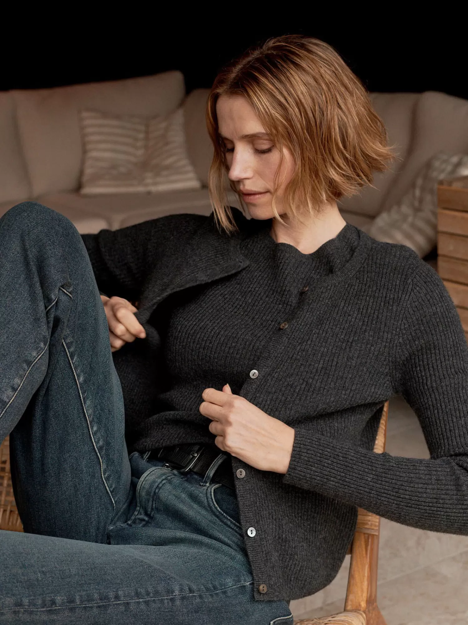 REPEAT cashmere Broeken*Jeans met brede pijpen DkDenim