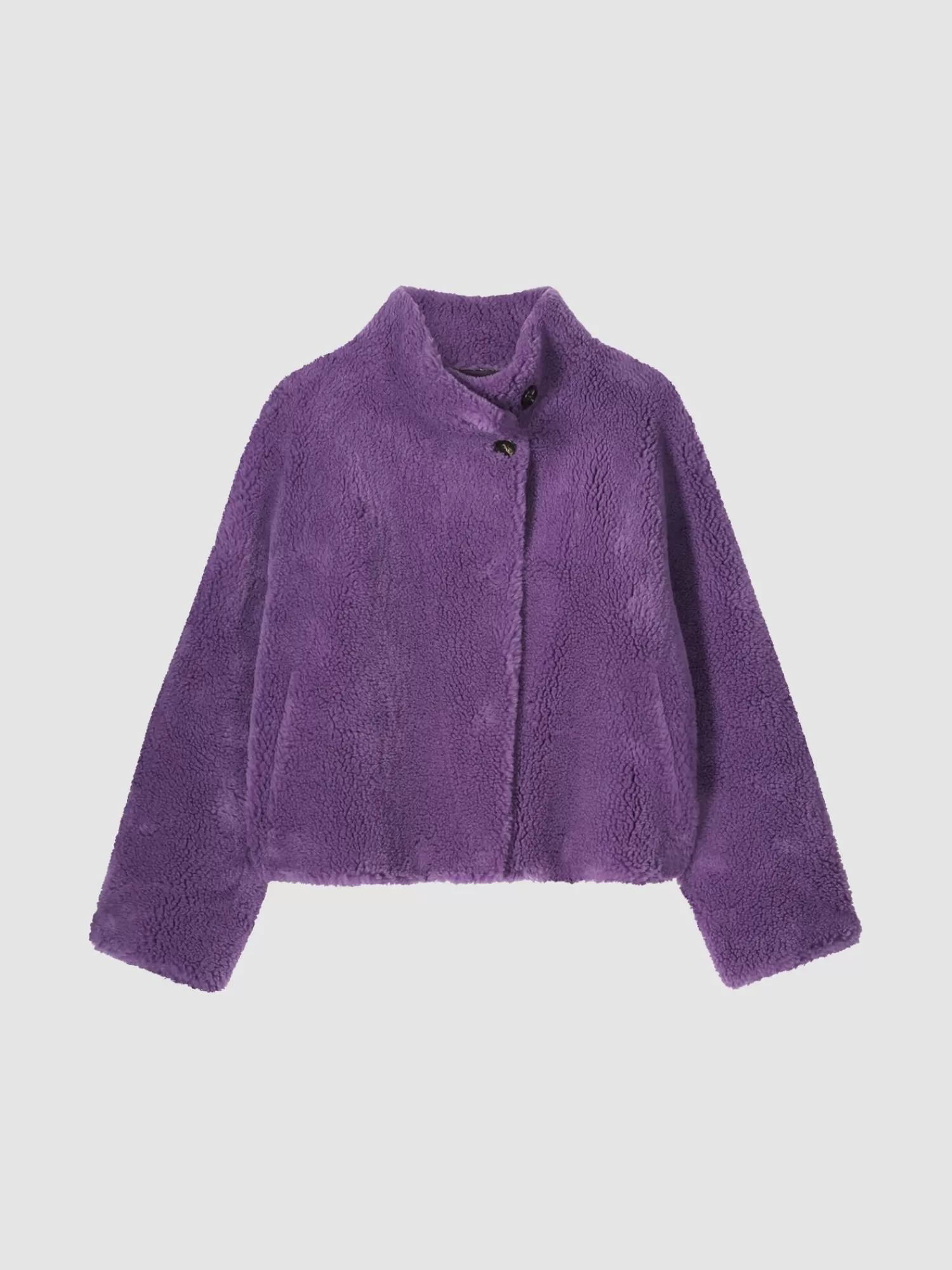 REPEAT cashmere Jassen*Kort omkeerbare jas met knopen van teddy wol MagicPurple