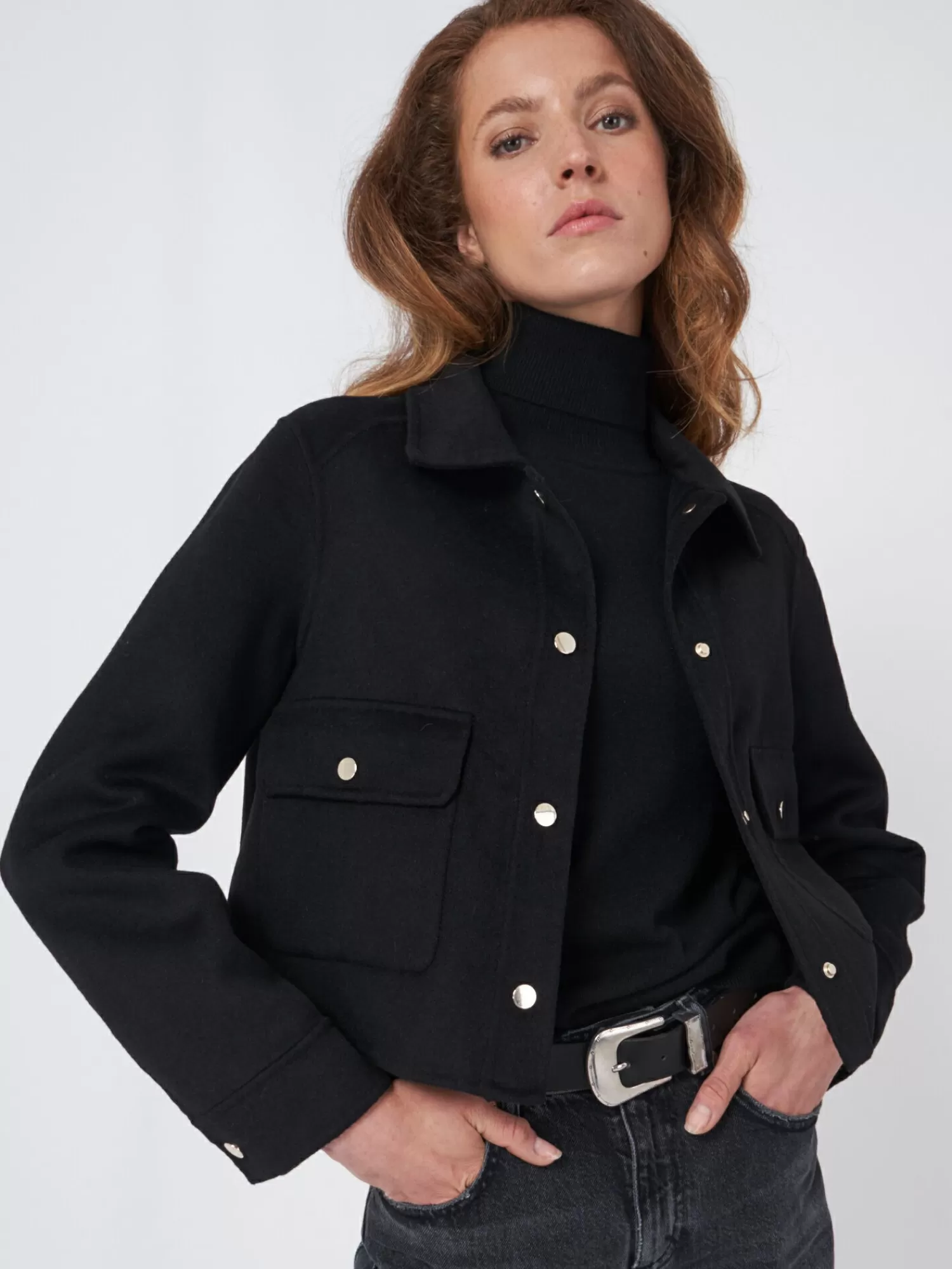 REPEAT cashmere Jassen | Jassen & Blazers*Korte jas van wolmix Black