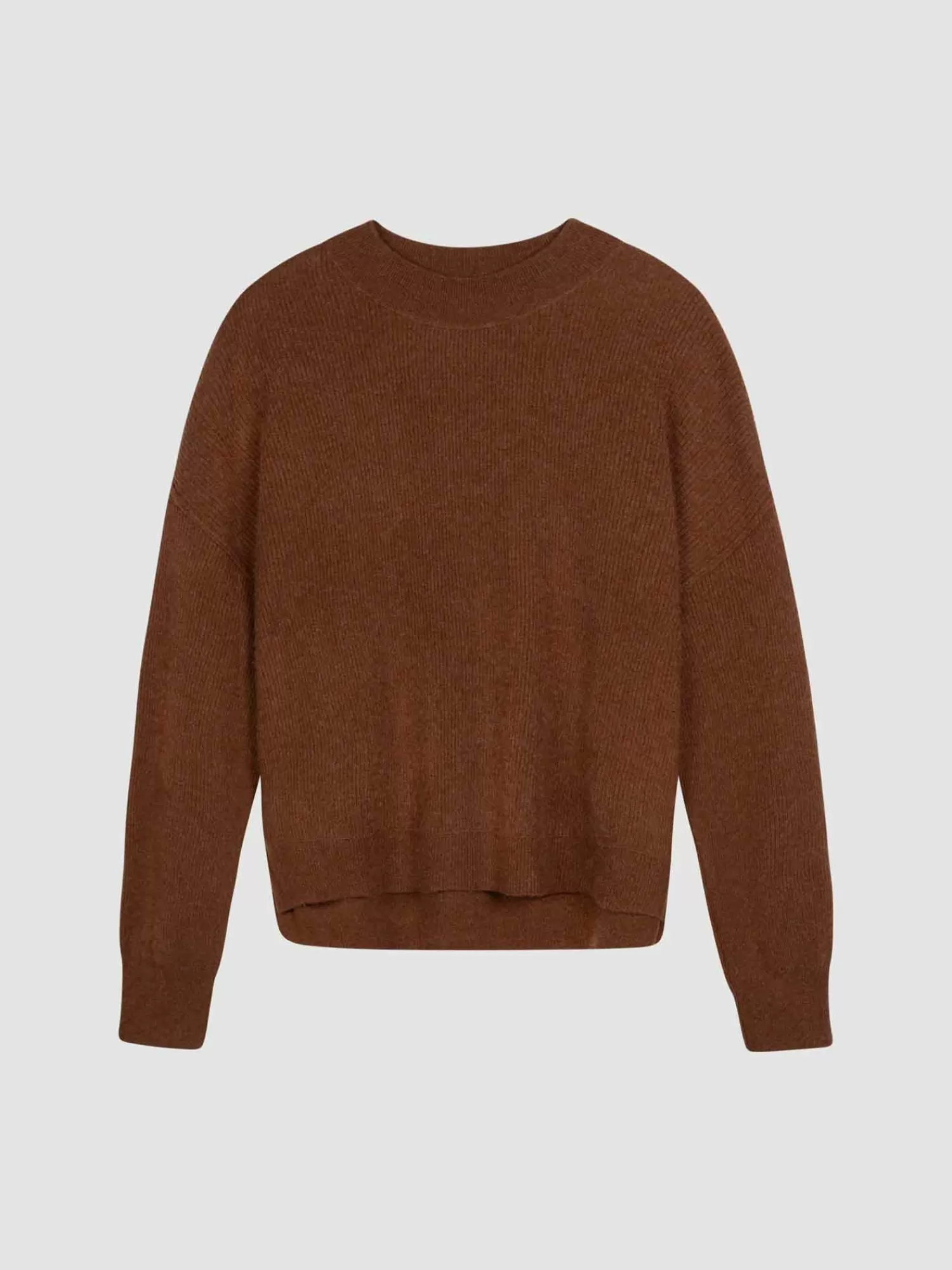 REPEAT cashmere Organic Cashmere | Truien*Korte ribgebreide cashmere trui Brown