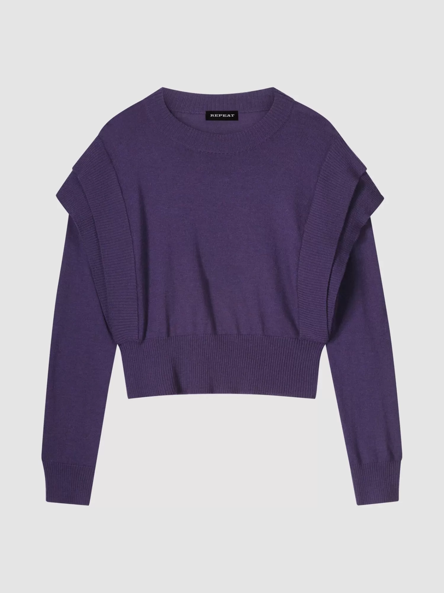 REPEAT cashmere Truien*Korte trui met detail aan de schouder Purple