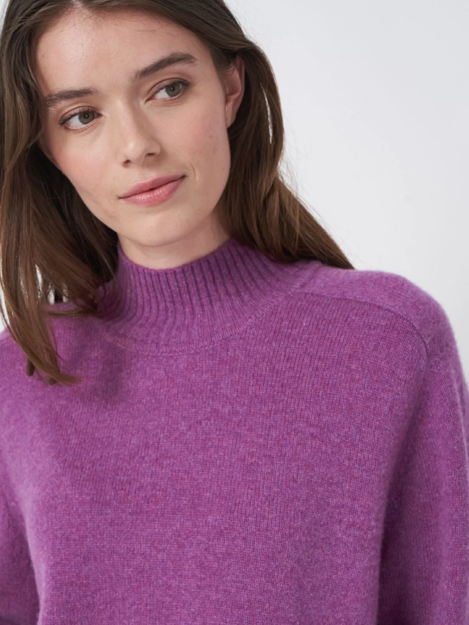 REPEAT cashmere Truien*Loose fit cashmere trui met hoge kraag Grape