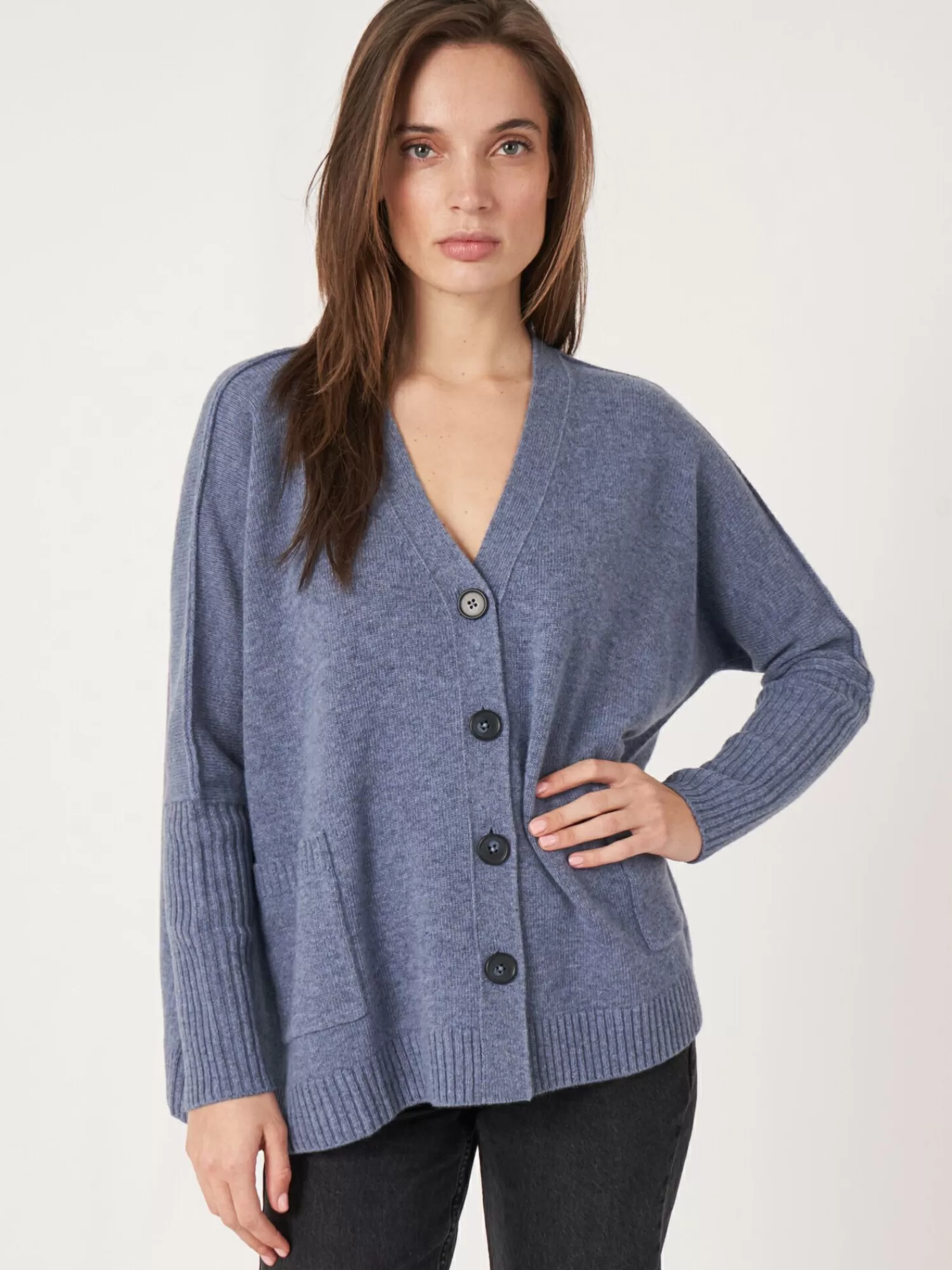 REPEAT cashmere Vesten*Loose fit vest met zakken IceMel