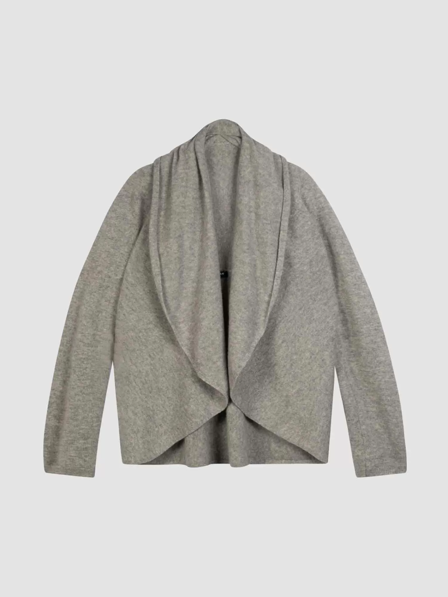 REPEAT cashmere Vesten | Organic Cashmere*Open organisch cashmere vest met sjaalkraag LightGrey