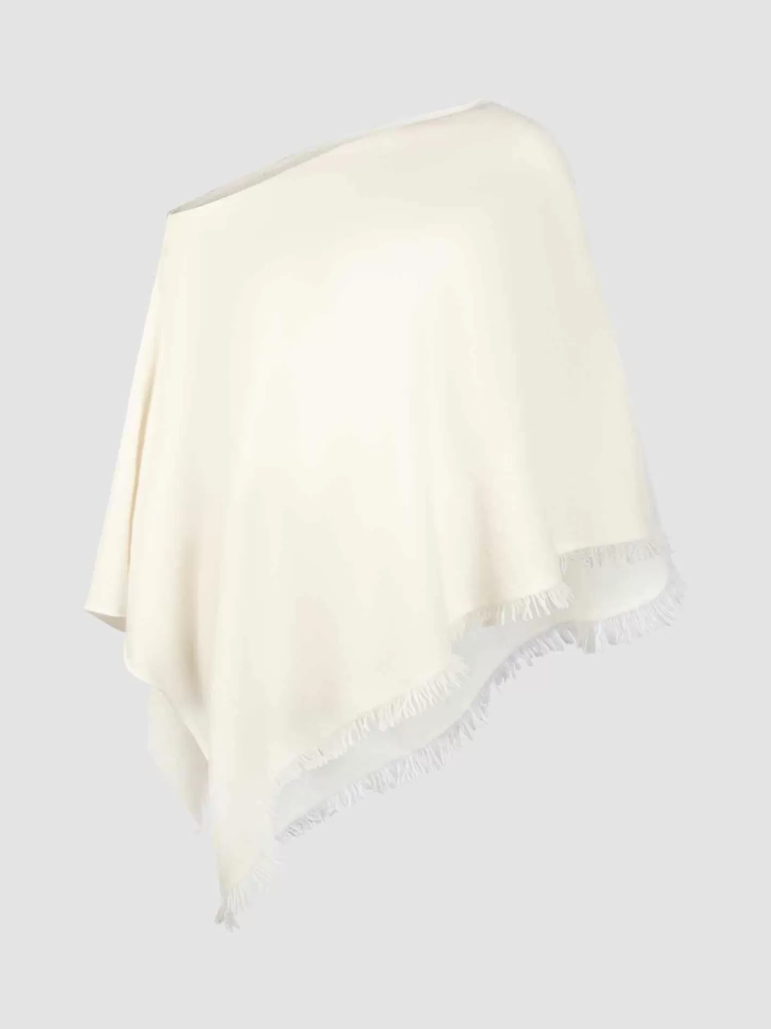 REPEAT cashmere Ponchos | Organic Cashmere*Organisch cashmere poncho met franjes Cream