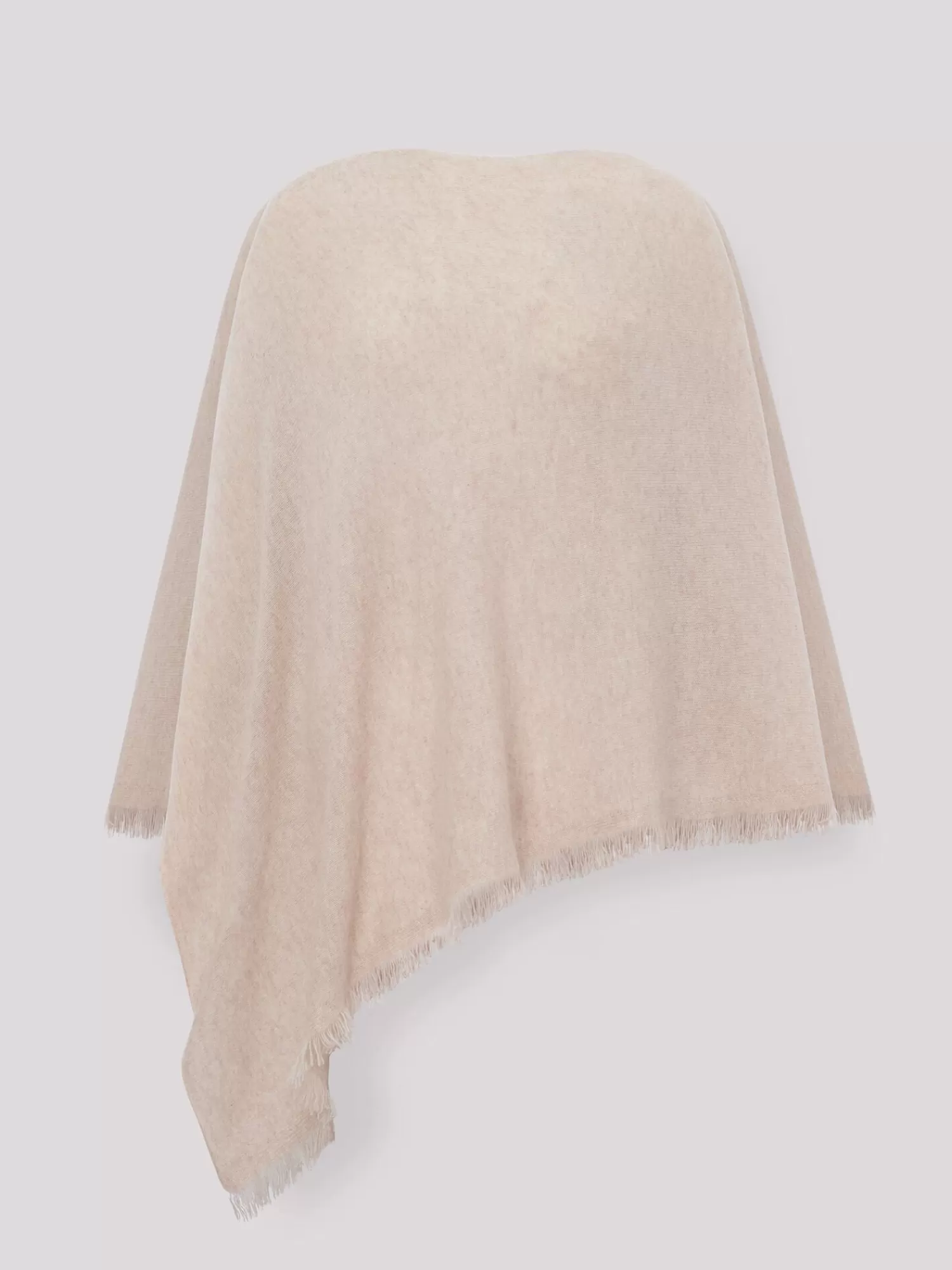 REPEAT cashmere Ponchos | Poncho's*Organisch cashmere poncho met franjes Beige