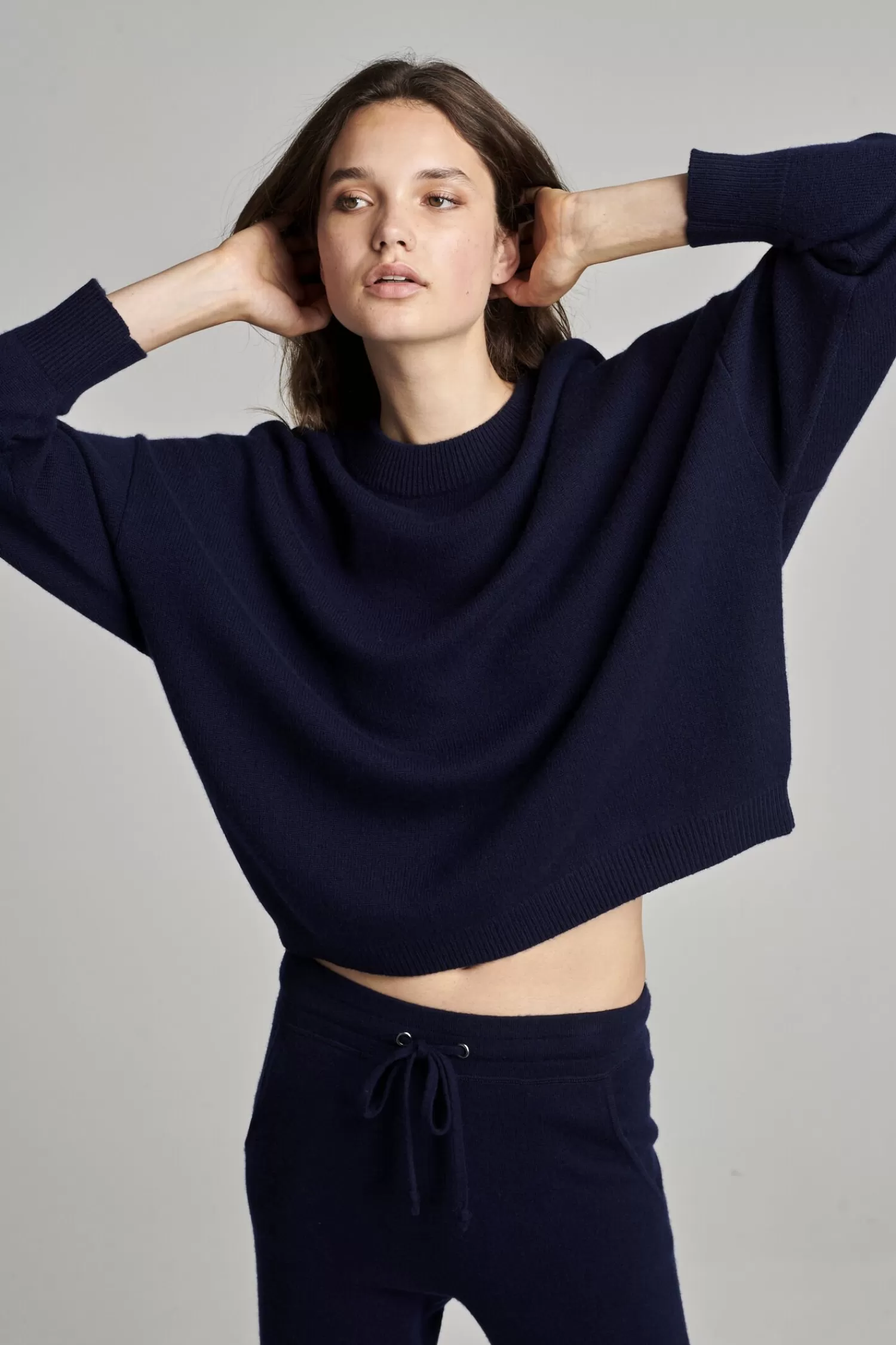 REPEAT cashmere Truien*Oversized cashmere trui Navy