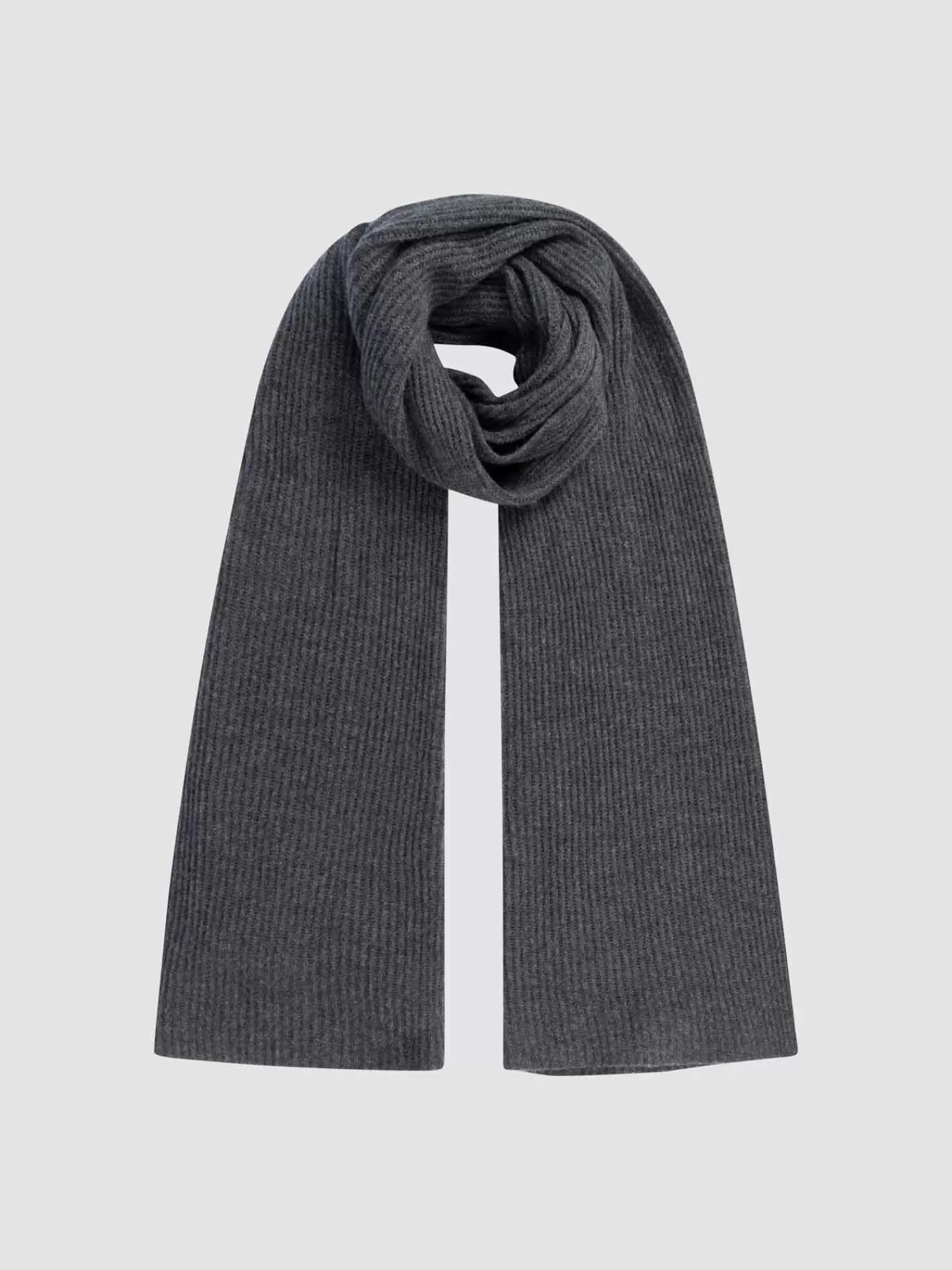 REPEAT cashmere Sjaals*Oversized geribde cashmere sjaal Charcoal