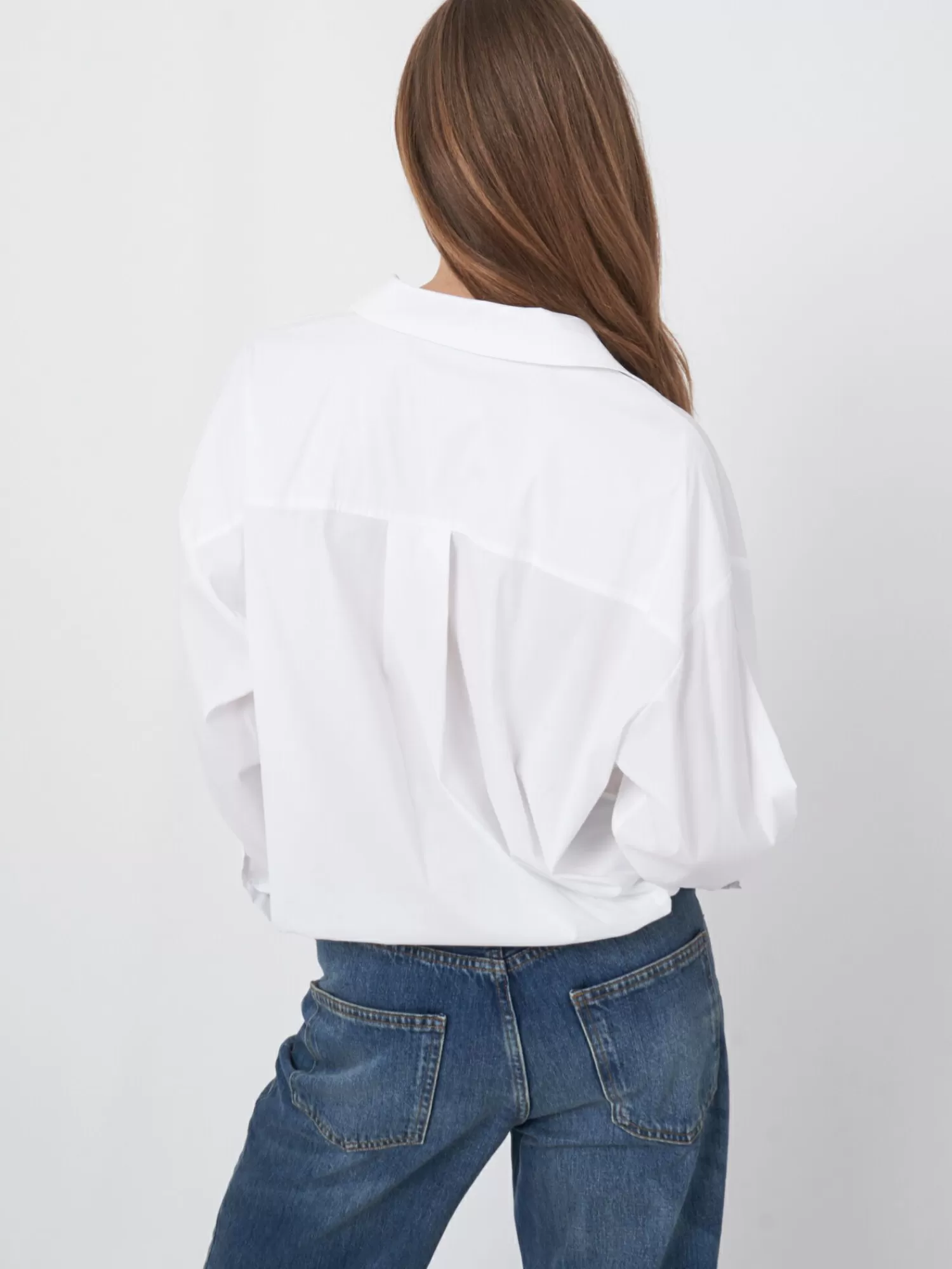 REPEAT cashmere Blouses*Popeline blouse met trekkoord White