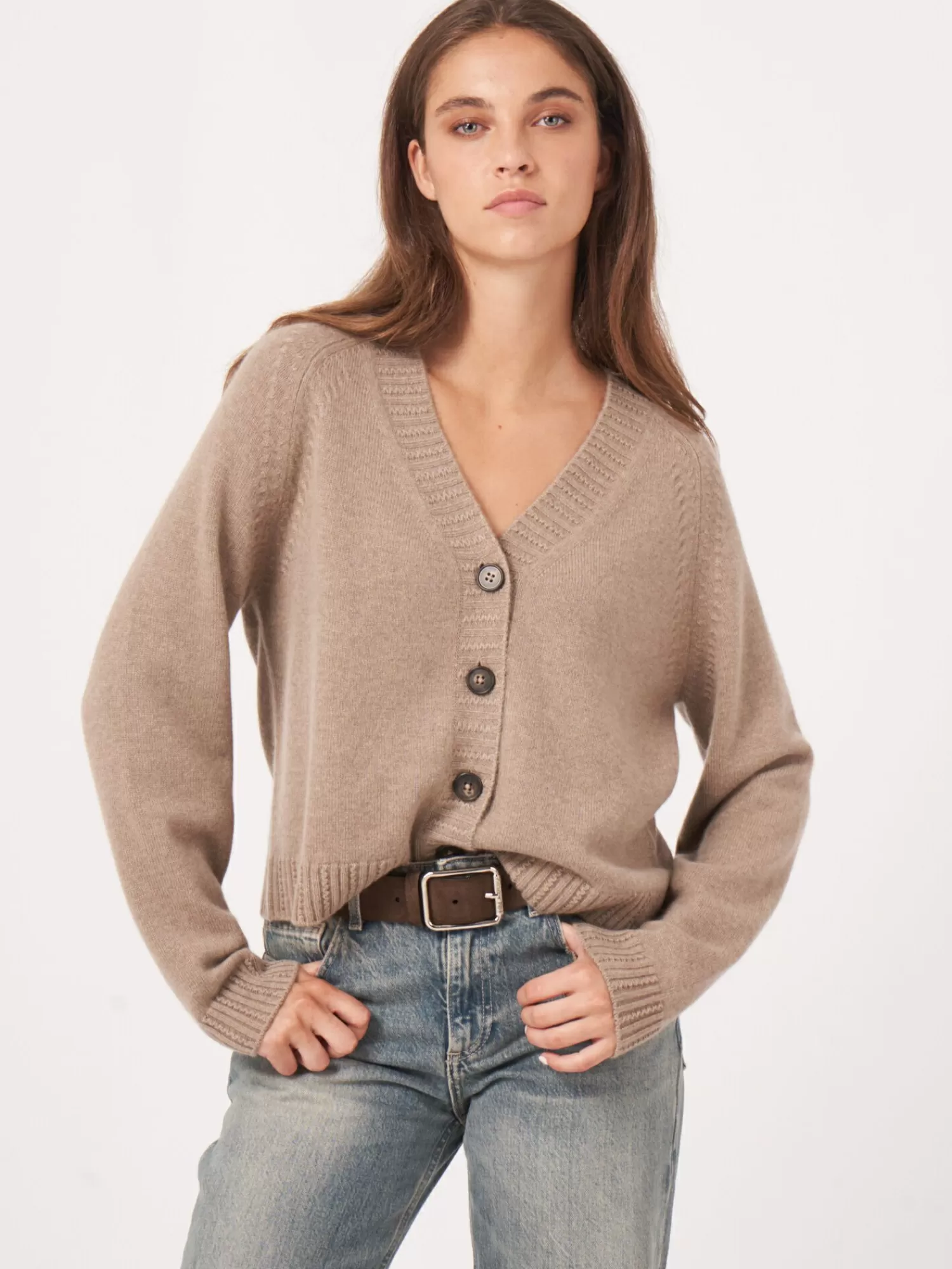 REPEAT cashmere Vesten | Organic Cashmere*Raglan vest van biologisch cashmere Stone