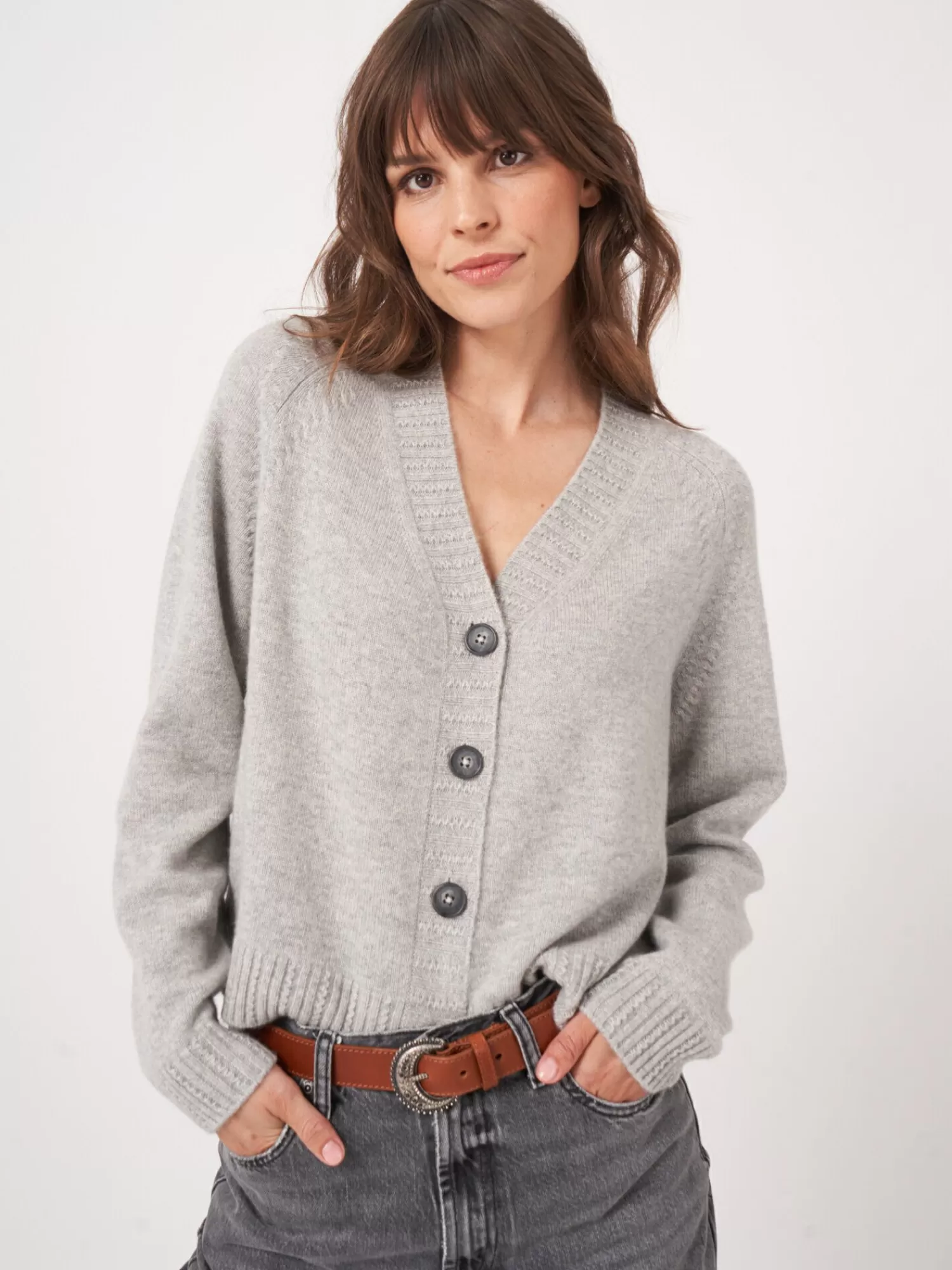 REPEAT cashmere Vesten | Organic Cashmere*Raglan vest van biologisch cashmere Grey