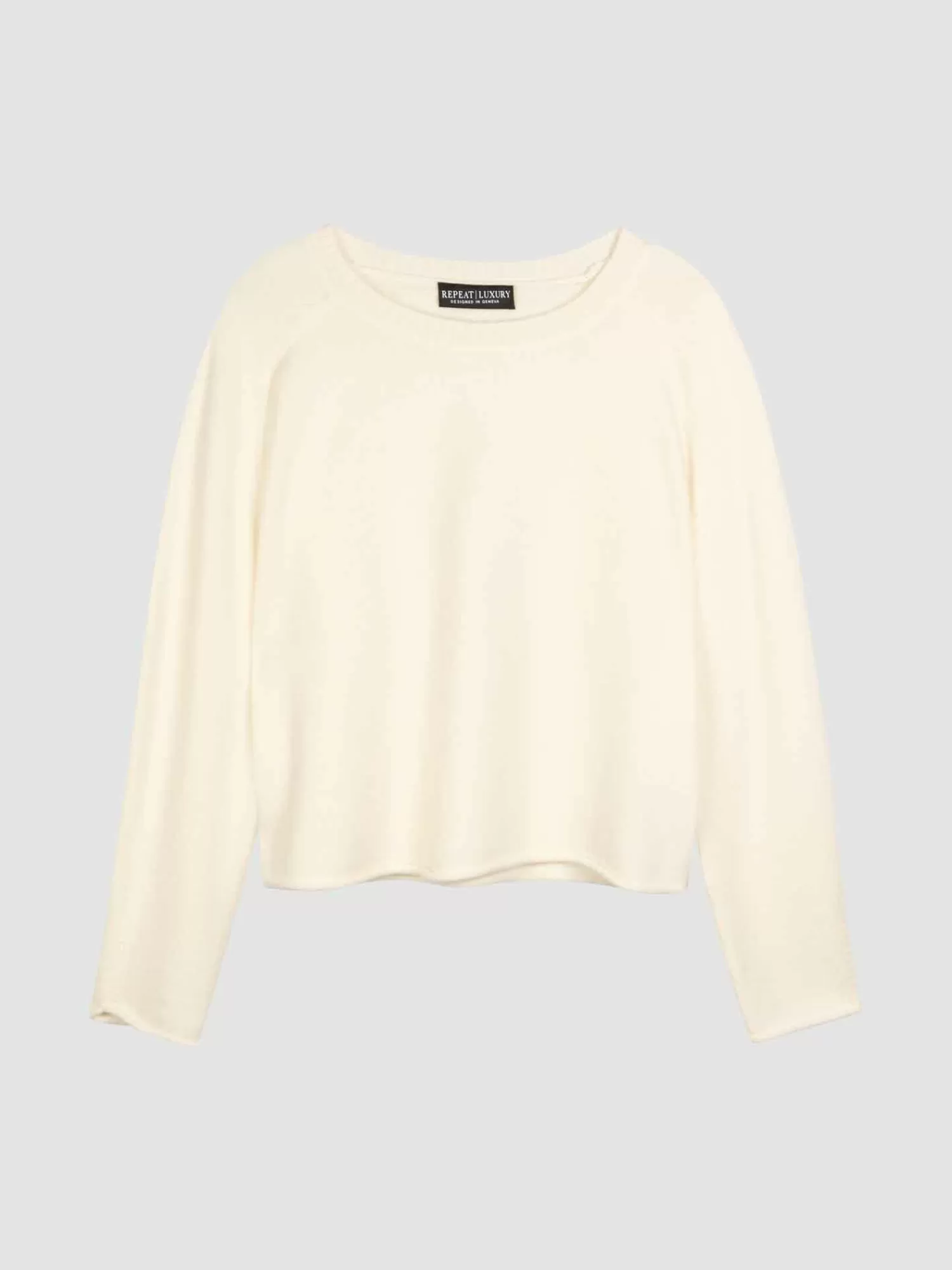 REPEAT cashmere Organic Cashmere | Truien*Ruimvallende en korte cashmere sweater Cream