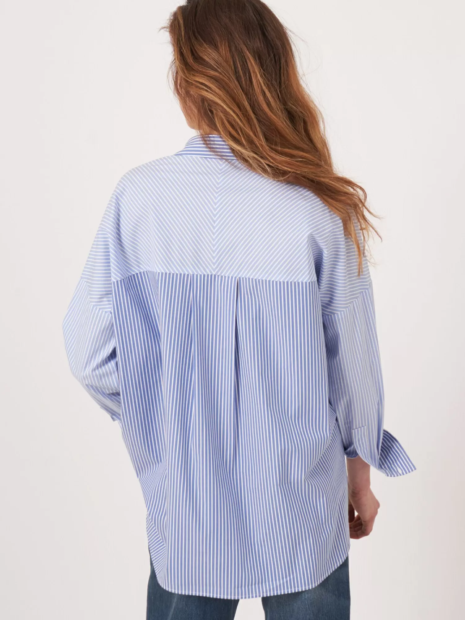 REPEAT cashmere Blouses*Shirt met mix van strepen BlueStripes