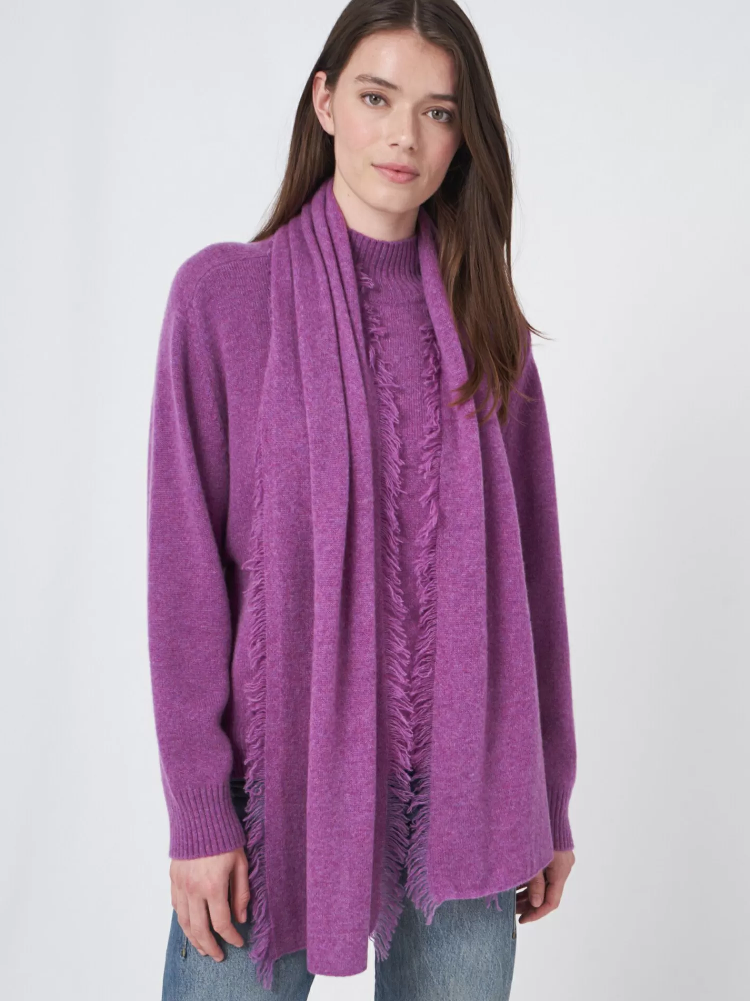 REPEAT cashmere Sjaals*Sjaal met franjes van biologisch cashmere Grape