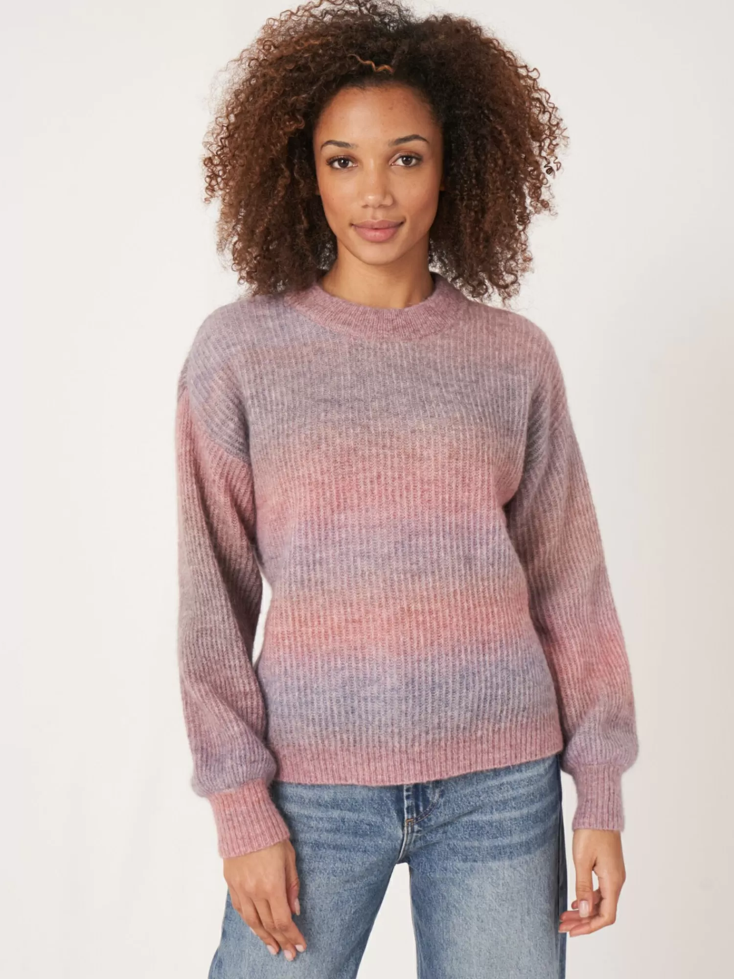 REPEAT cashmere Truien*Space dye trui van Italiaanse garen Cinnamon