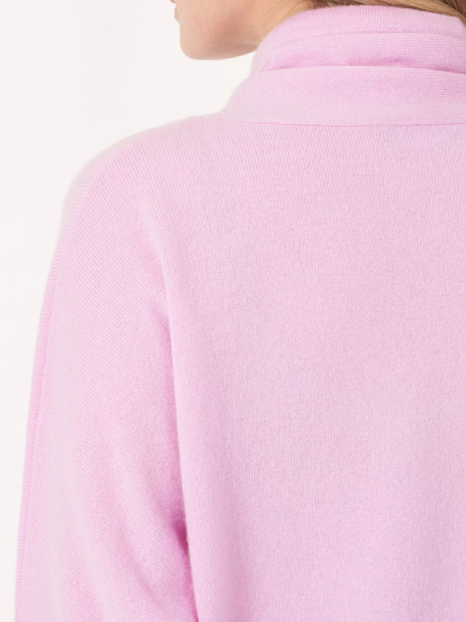 REPEAT cashmere Organic Cashmere | Truien*Sportieve cashmere trui met opstaande kraag met trekkoord Candy